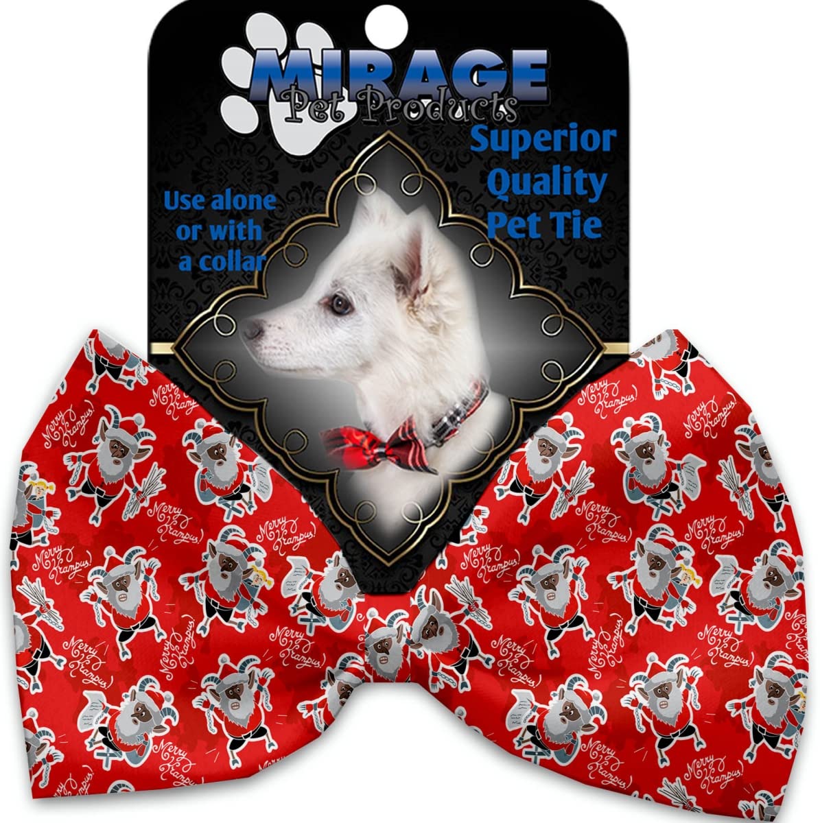 Krampus Pet Bow Tie Collar Accessory with Adjustable Velcro - Festive Christmas Costume for Dogs & Cats