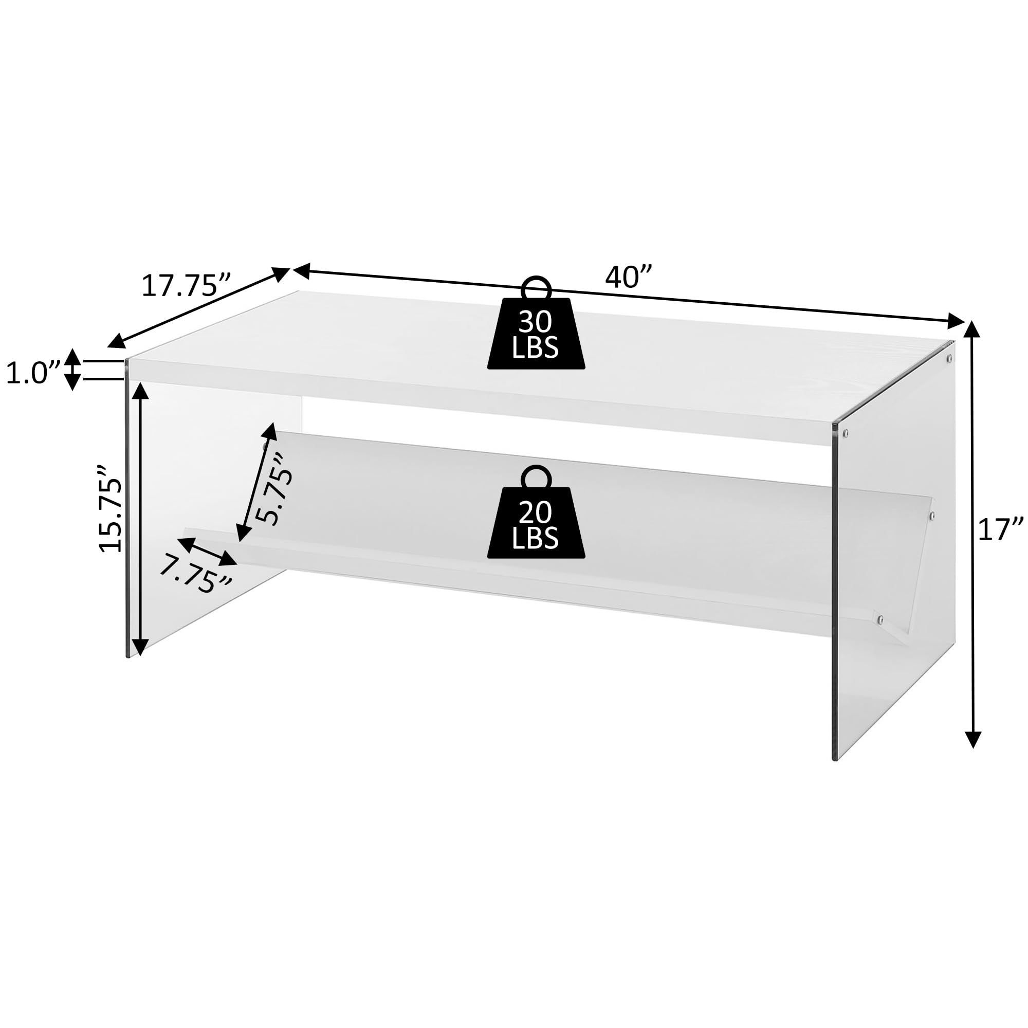 Modern Glass Coffee Table with Storage Shelf - Contemporary Living Room Furniture in Weathered White | Convenience Concepts SoHo Collection | Perfect for Family Gatherings & Entertaining Guests