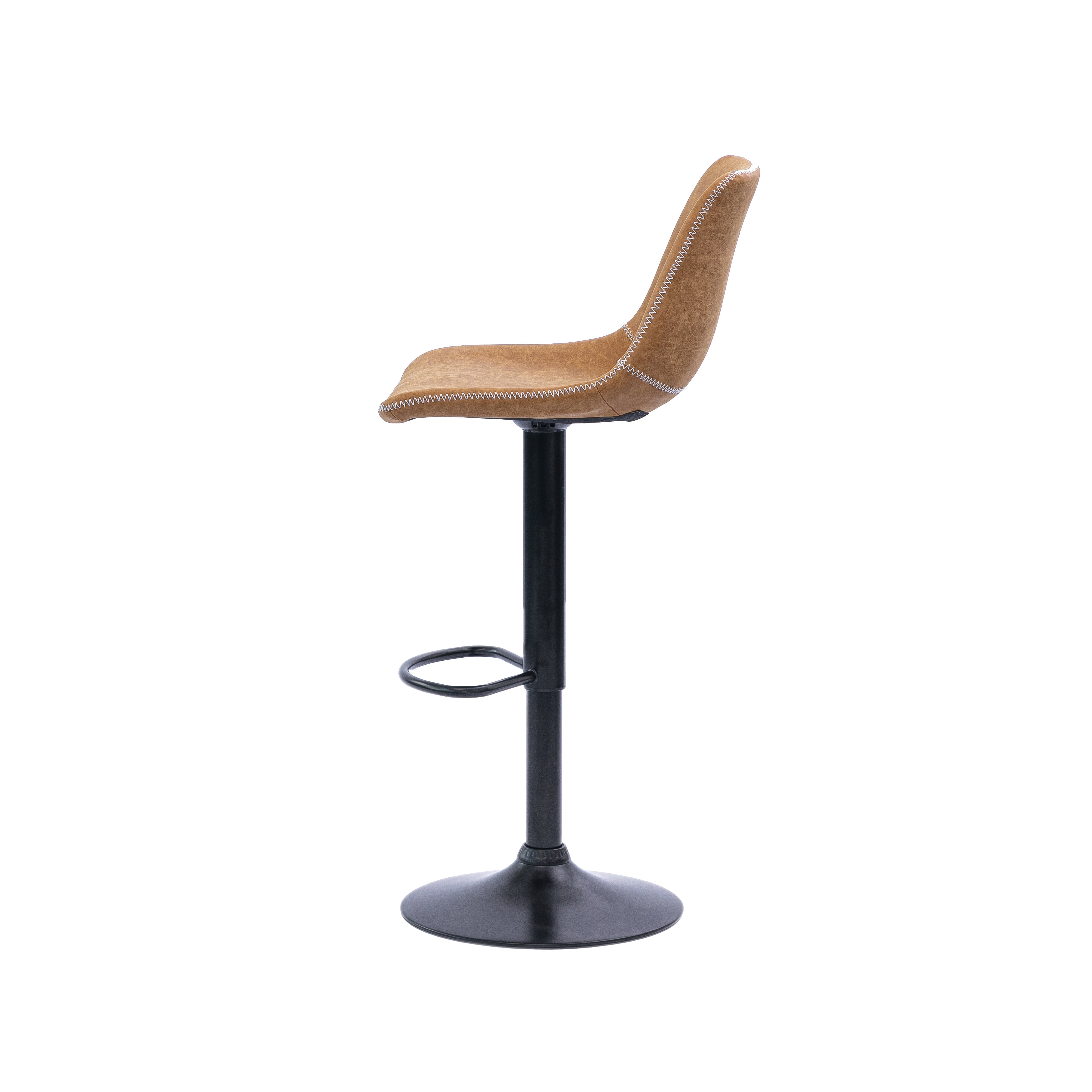 Urban Style Gary Bar Stools - Set of 2 Adjustable Height Black Metal Barstools with Tan PU Cushioned Seats | Perfect for Kitchen Islands, Home Bars & Breakfast Nooks