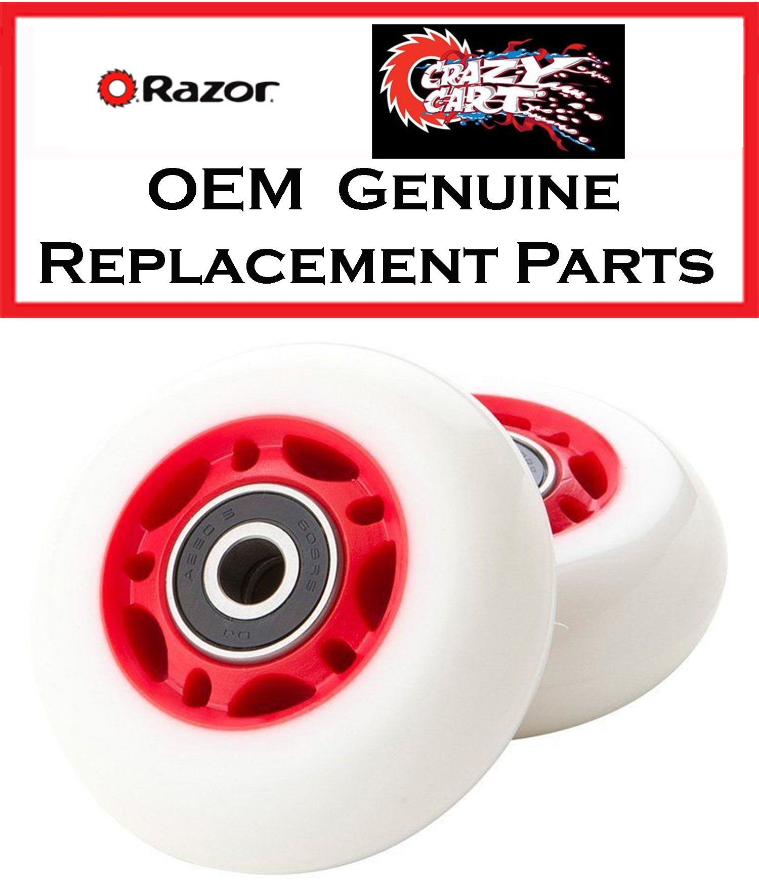 Original Razor Crazy Cart Replacement Rear Wheels for Models 1-4 - Durable Drift Wheels for Kids & Adults - Perfect for Indoor & Outdoor Play, Backyard Drifting, and Racing Fun