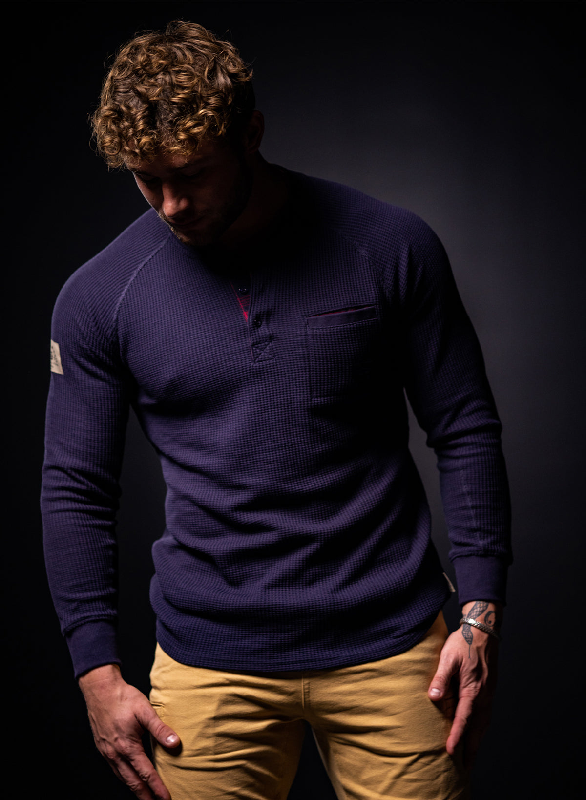 Men's Heavyweight Thermal Long Sleeve Shirt - Navy Blue, Warm Winter Base Layer for Outdoor Activities, Hiking & Cold Weather Workwear