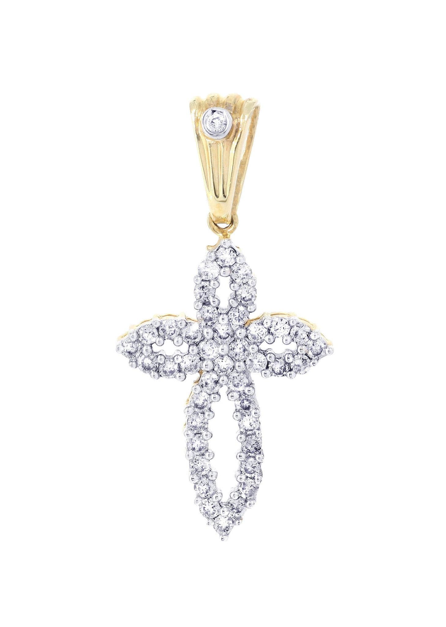 0.54 Carat Diamond Cross Pendant Necklace - 1.88 Grams 14K White Gold Religious Jewelry for Women - Perfect for Baptism, First Communion & Everyday Elegance