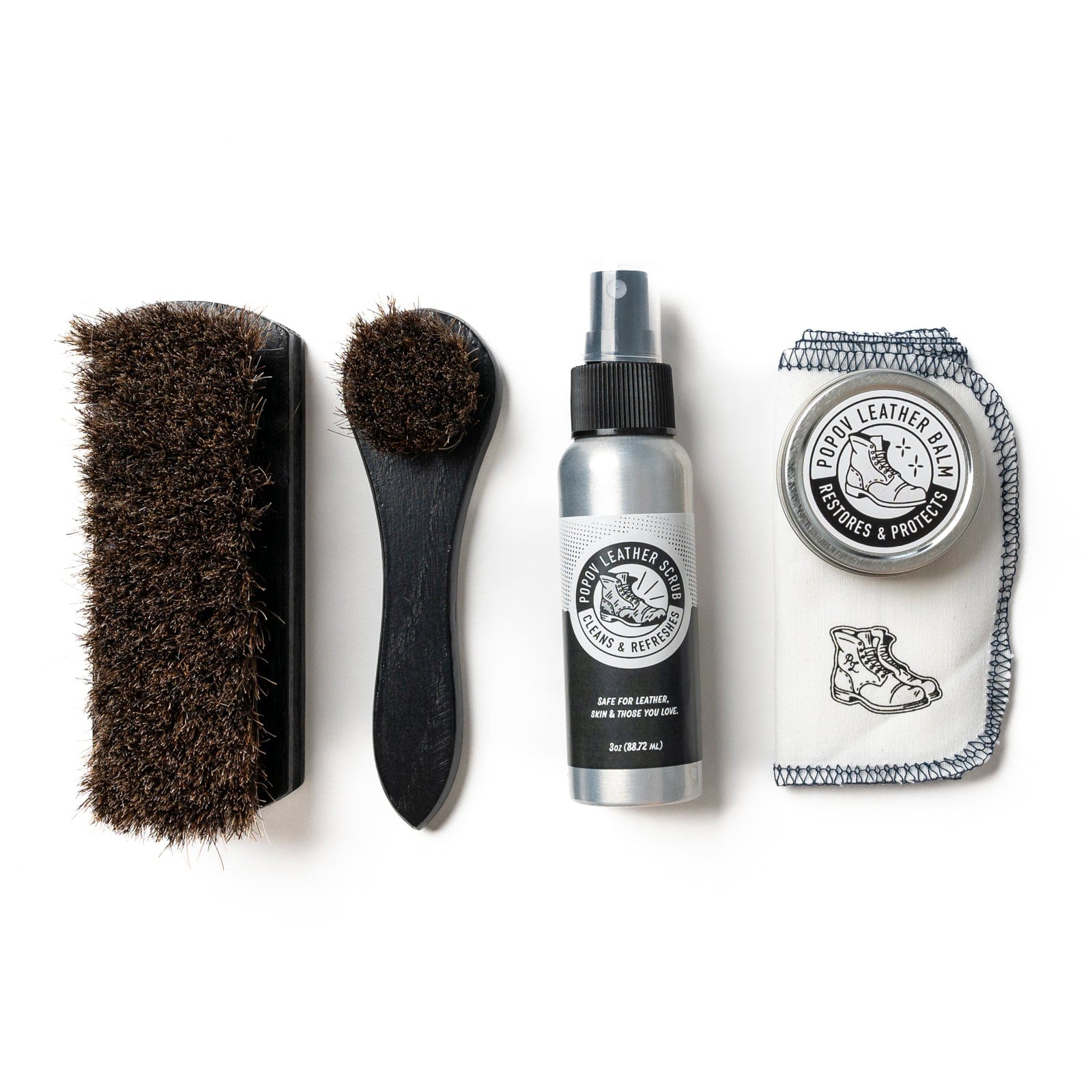 Premium Leather Care Kit by Popov – Conditioner, Cleaner & Protector for Handbags, Shoes, Jackets & Furniture – Restore & Protect Genuine Leather