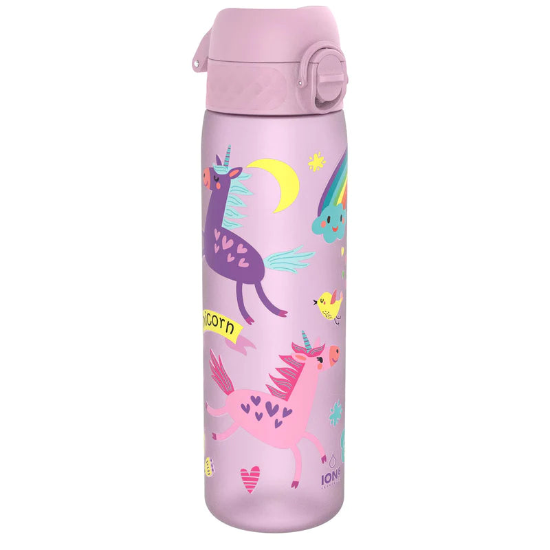 Ion8 Slim Water Bottle - Leak Proof BPA Free Stainless Steel Water Bottle with Straw Lid - Unicorn Purple for Gym, Hiking & Travel