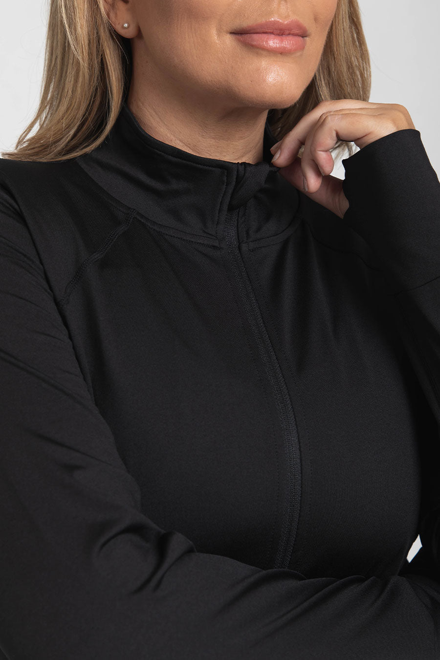 Thermal Sports Long Sleeve Zip Up Jacket for Men & Women - Breathable Winter Running Top for Cold Weather - Black - Perfect for Hiking, Jogging & Outdoor Activities