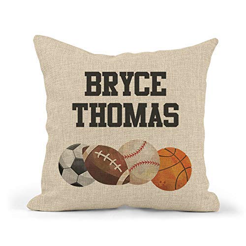 Custom Sports Pillow - Personalized Football Throw Pillow for Boys Room Decor | Unique Bedroom Accessories & Gifts for Sports Fans | Perfect for Game Day, Dorm Room, or Home Decor