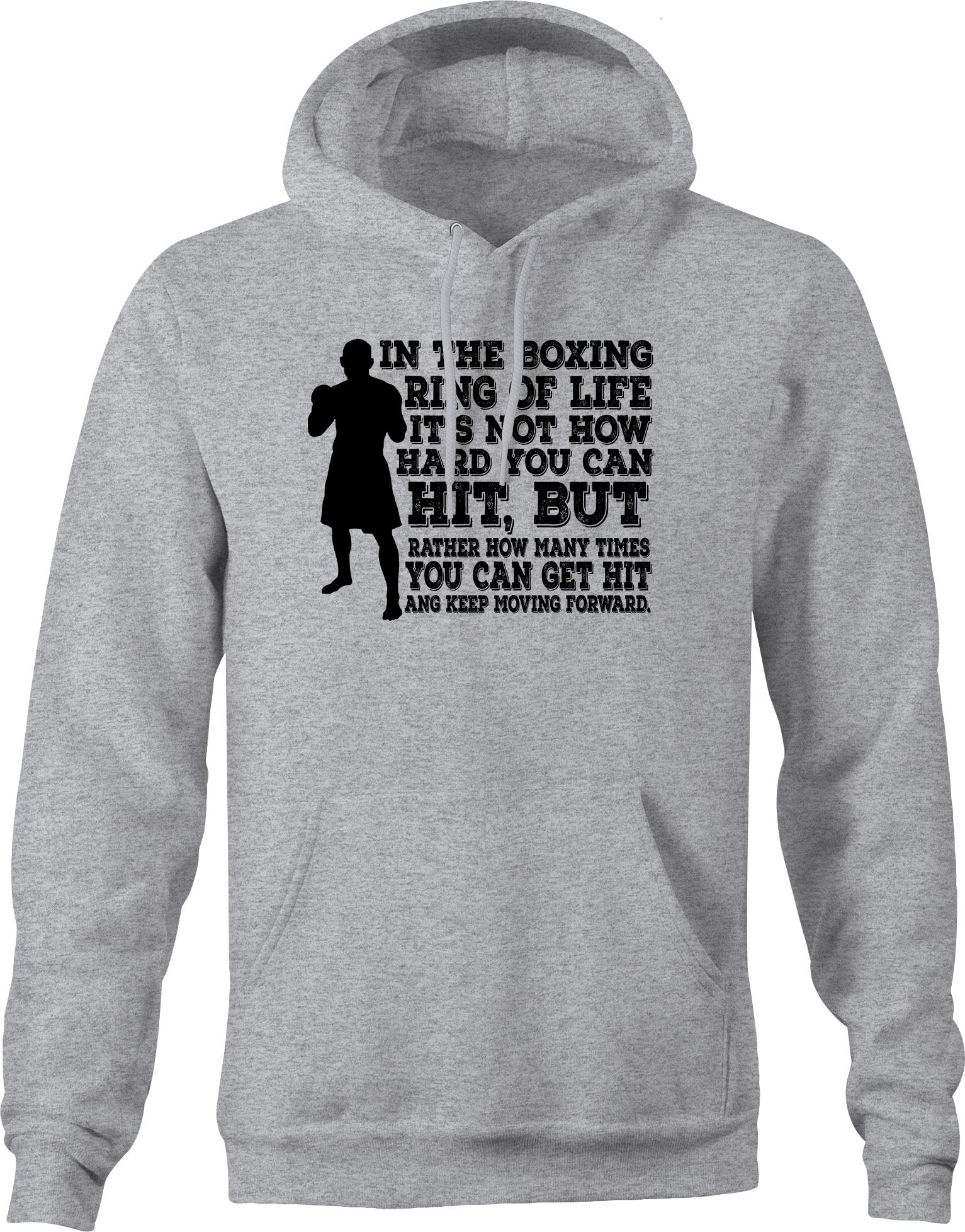 Men's Motivational Boxing Hoodie - Gray Keep Moving Sweatshirt for Training & Gym Workouts