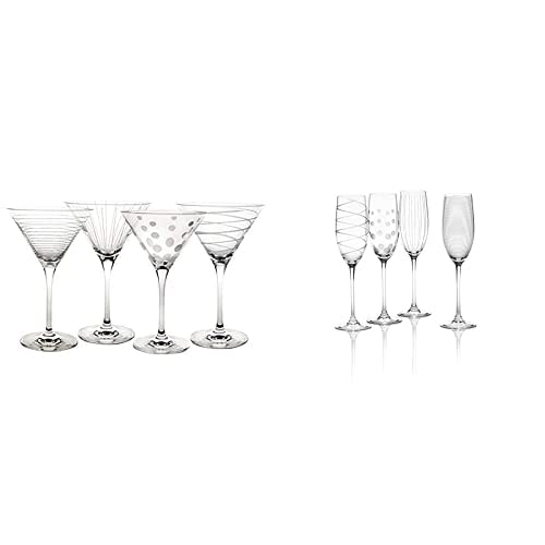Premium Mikasa Cheers Martini Glasses Set of 4 - Elegant Crystal Champagne Flutes for Toasting - Perfect for Weddings, Parties & Special Celebrations