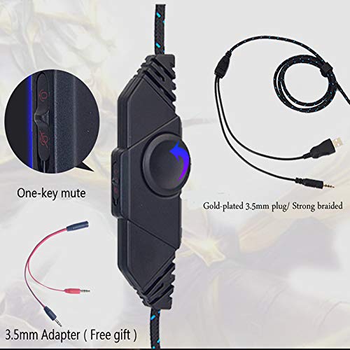 Professional LED Gaming Headset with Microphone for PS5 - Noise Cancelling, Mute Function & Comfortable Design | Compatible with PS4, Xbox Series X/S, PC & Mac | Perfect for Competitive Gaming & Late-Night Sessions