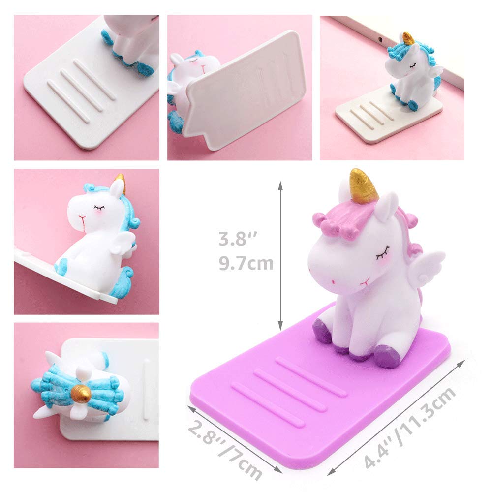 3 Pack Adjustable Unicorn Phone Stand Holder - Cute Cartoon Desktop Cell Phone Dock for Girls - Multi-Function Smartphone Accessory for Home, Office & Car Use - Perfect Gift for Unicorn Lovers