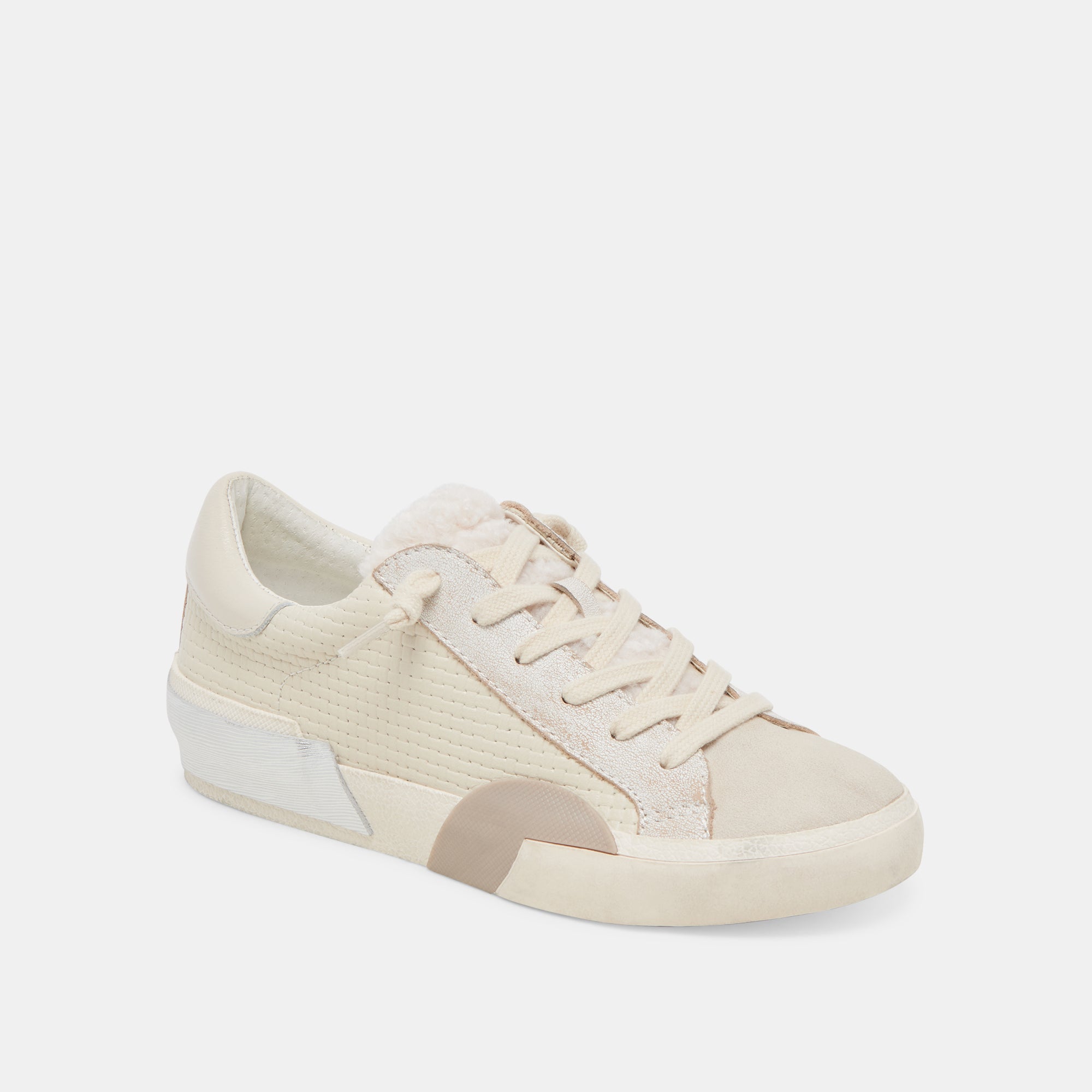 ZINA Plush Sneakers for Women - Comfortable Off-White Woven Casual Shoes | Perfect for Walking, Travel & Everyday Wear