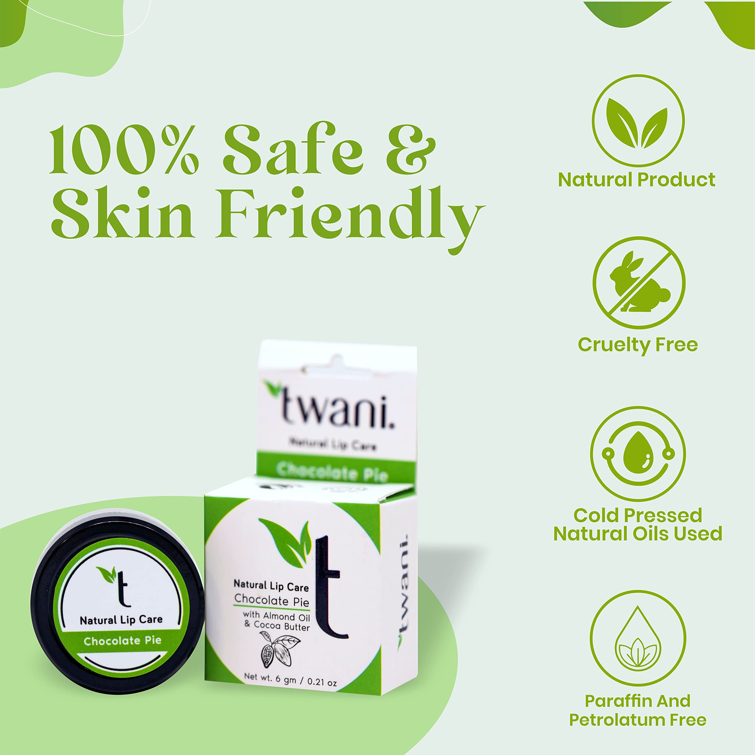 Twani Natural Chocolate Lip Balm - Moisturizing & Nourishing for Dry, Chapped Lips - Perfect for Winter, Outdoor Activities & Daily Care