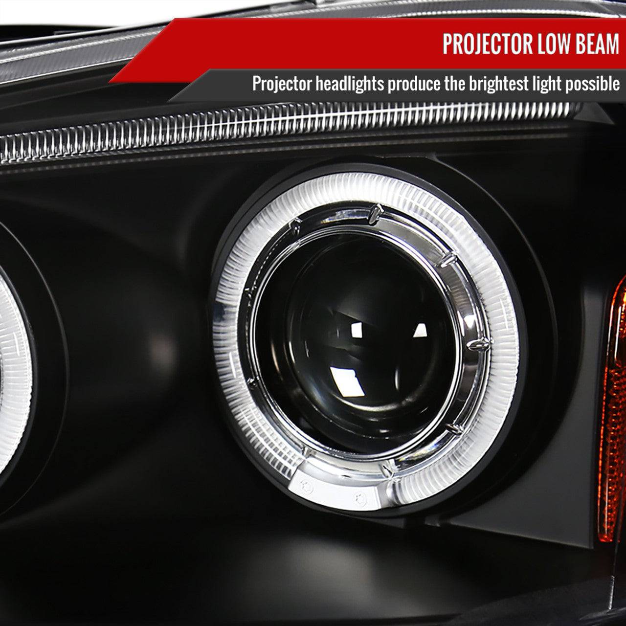 2002-2004 Acura RSX Halo Projector Headlights - Dual LED Angel Eye Headlight Assembly Replacement - Perfect for Night Driving & Car Upgrades
