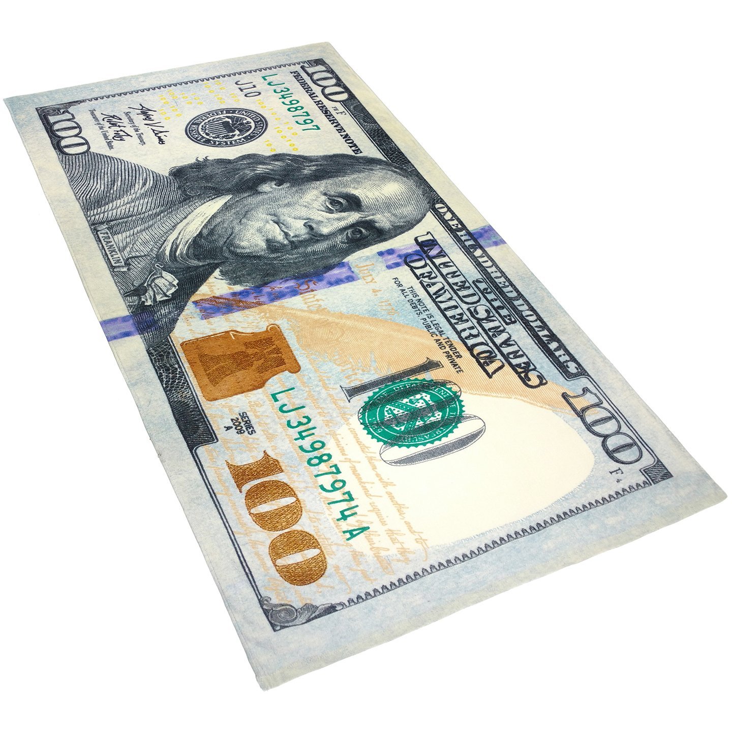 Premium 6-Pack Kaufman 100 Dollar Bill Printed Beach & Pool Towels - 30x60 Inch Quick-Dry Multicolor Towels for Swimming, Sunbathing, Travel & Outdoor Activities