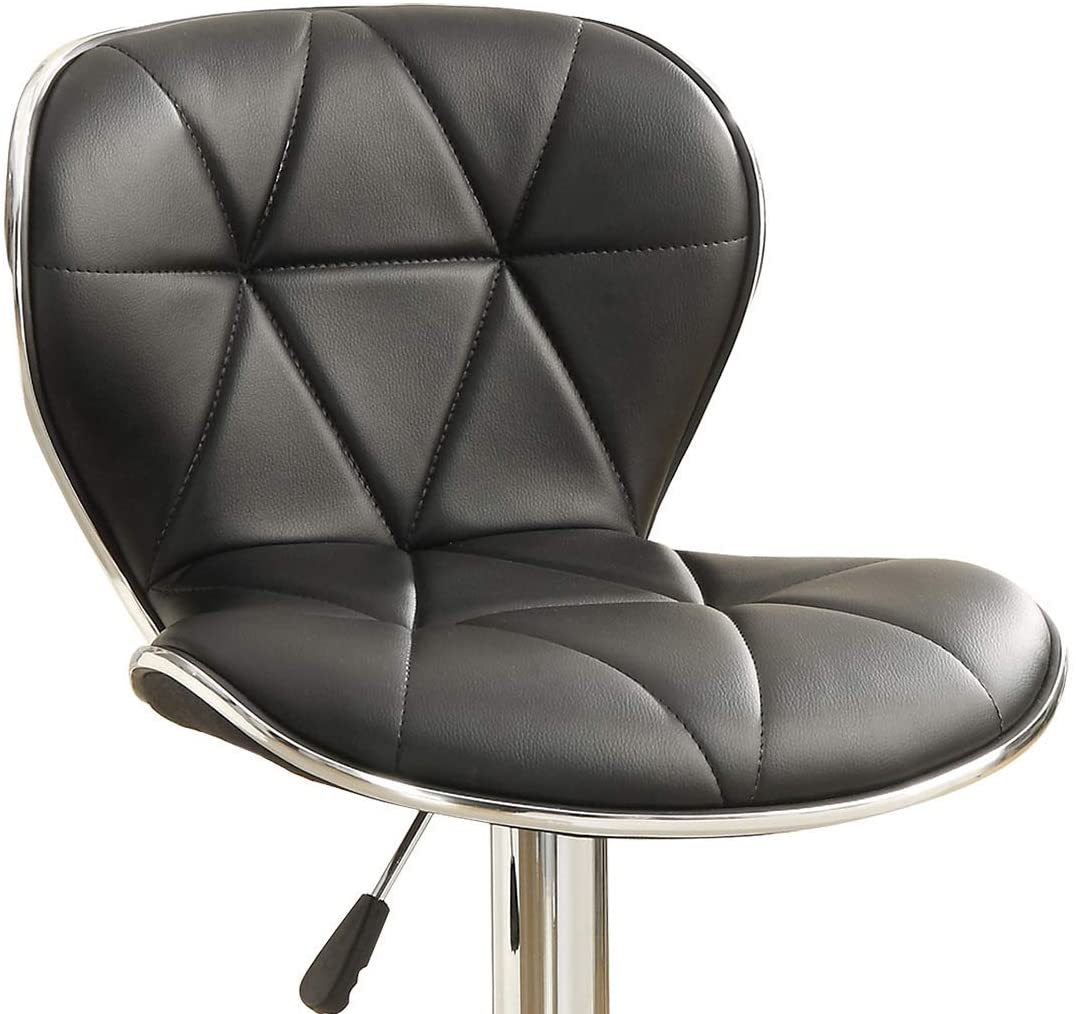 Black Faux Leather Counter Height Bar Stools Set of 2 - Adjustable Height Kitchen Island Stools with Gas Lift & Chrome Base - Perfect for Breakfast Bars, Kitchen Islands & Home Bars