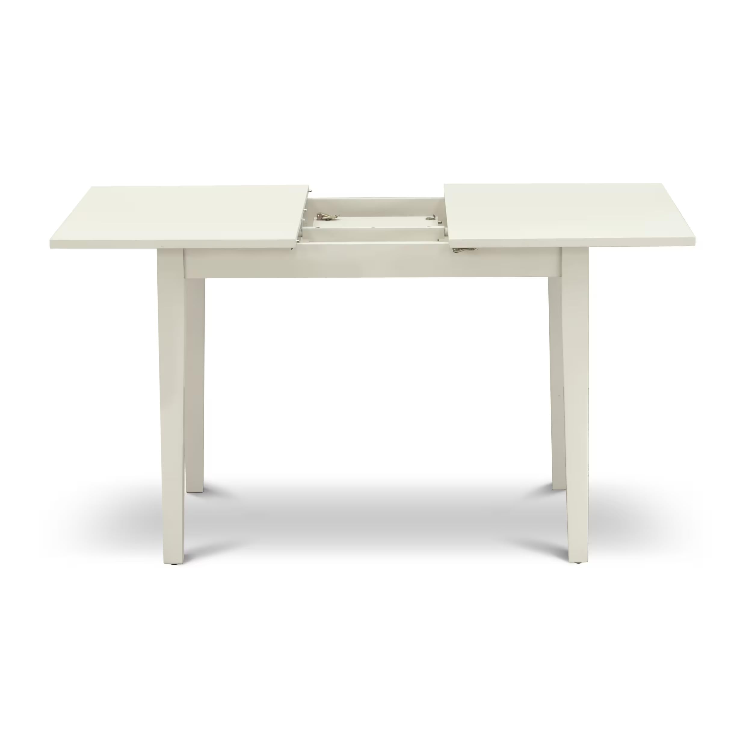 East West Furniture 5-Piece Modern Dining Room Set - 32x54 Inch Rectangle Wooden Table with Butterfly Leaf & 4 White Faux Leather Chairs - Linen White - Perfect for Small Spaces, Apartments & Contemporary Home Decor