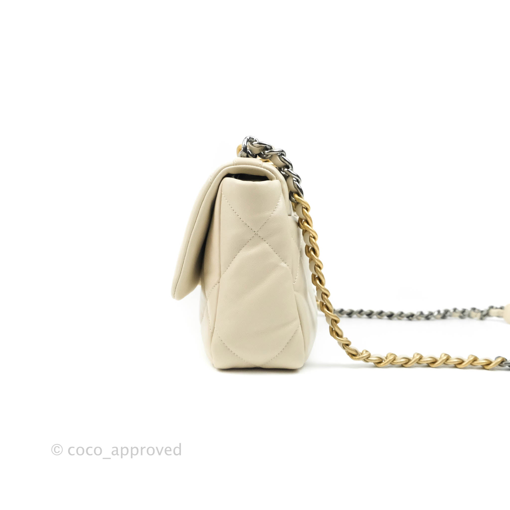 Chanel 19 Small Handbag in Light Beige Lambskin Leather with Mixed Hardware - 21C Collection | Luxury Crossbody Bag for Women, Perfect for Date Night & Special Occasions