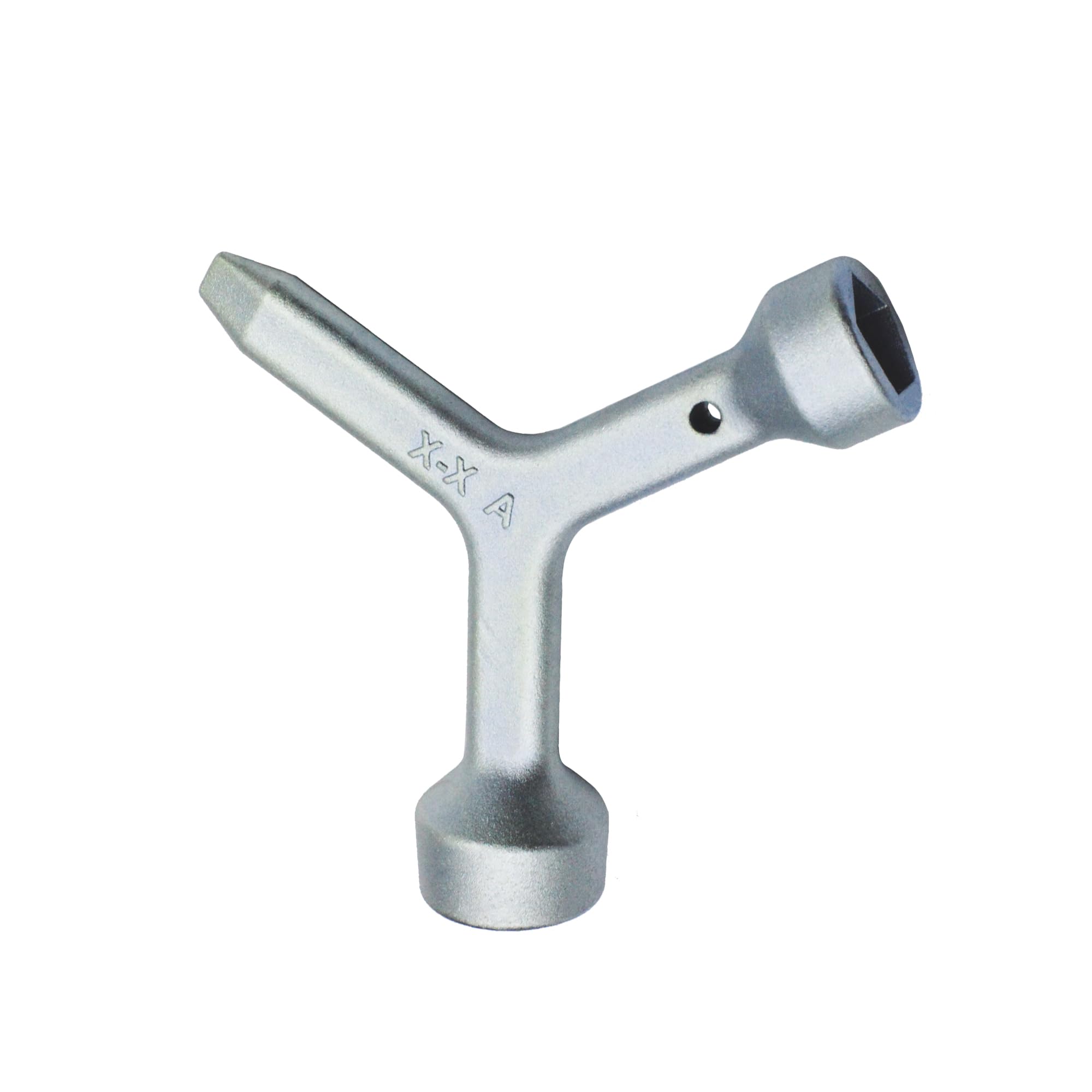 MKF2 Triangular Curb Box Wrench - Water Meter Key & Electric Box Opener Tool (Silver) - Opens Meter Pit Lids, Curb Box Lids & Utility Access Covers - Perfect for Plumbing, Water Service & Utility Maintenance