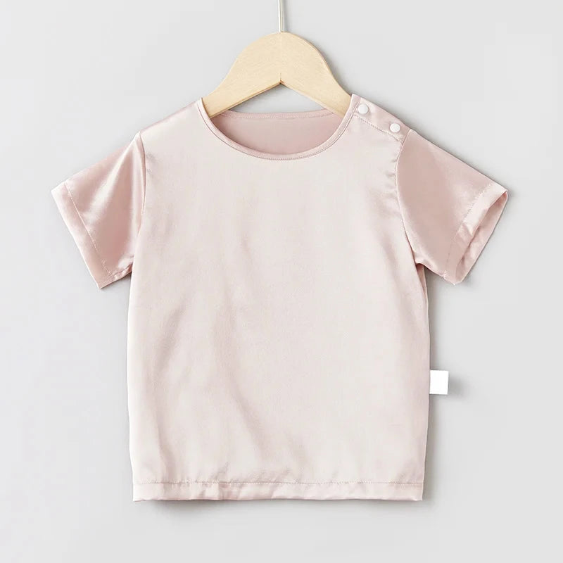 Soft & Breathable Baby Silk Short Sleeve T-Shirt - Organic Cotton Blend for Newborns & Toddlers - Perfect for Summer Outfits, Playdates & Family Photos