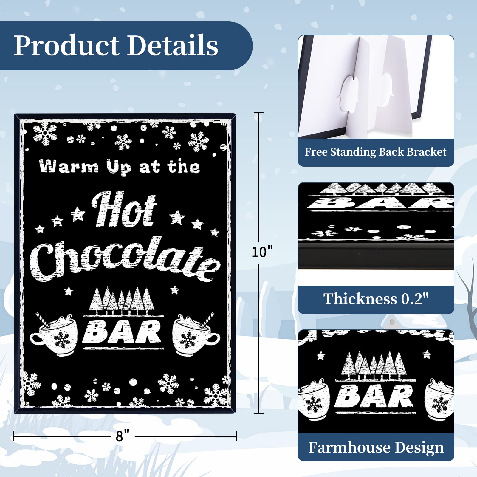 Luxury Hot Chocolate Bar Kit - Custom Sign Labels, Table Cards, Spoons & Straws for Christmas, New Year & Holiday Parties - Perfect for Home, Office & Event Decorations
