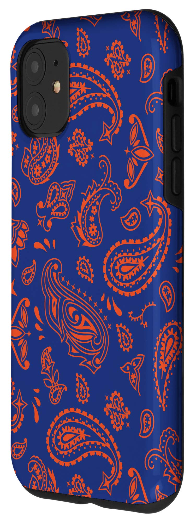 iPhone 11 Classic Blue Orange Paisley Bandana Phone Case - Stylish Protection for Everyday Use, Travel, and Outdoor Adventures