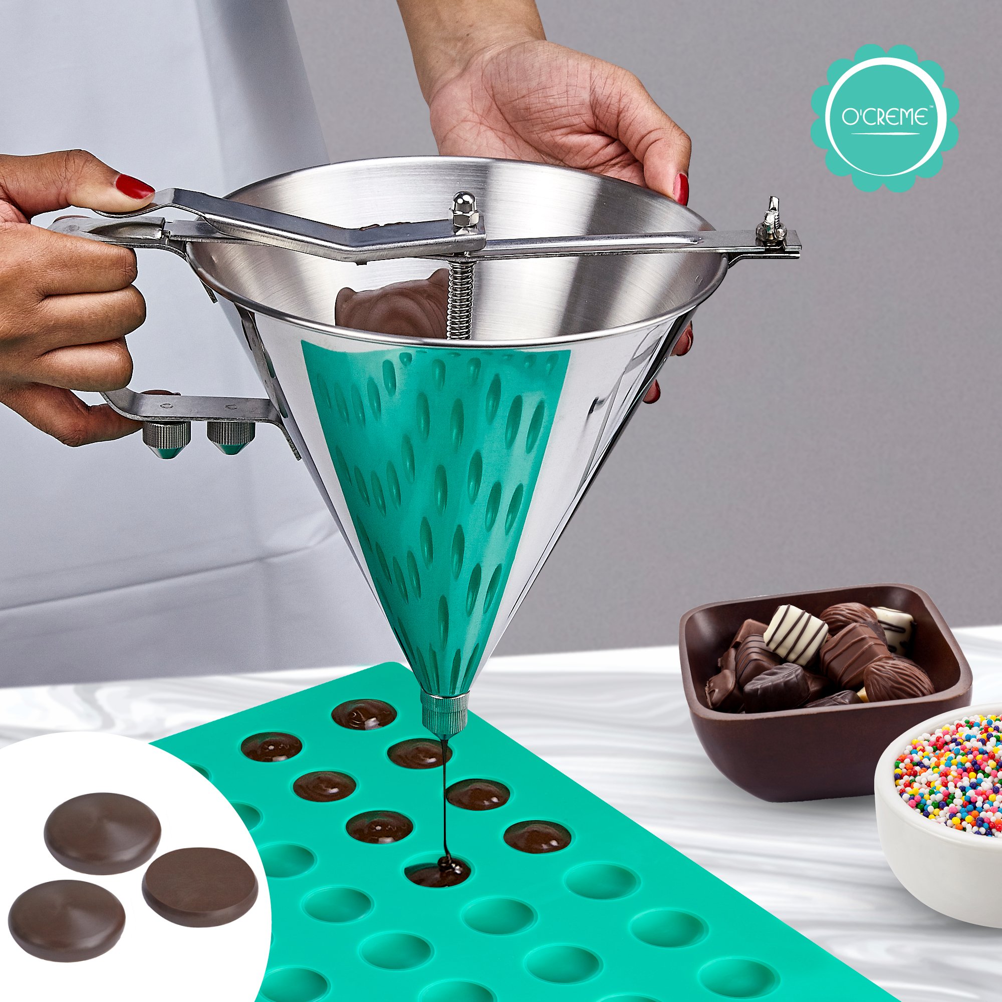 Premium O'Creme Round Gummy Candy Silicone Mold - Perfect for Chocolate Truffles, Ganache, Jelly, Candy, Pralines & Caramels - Ideal for Baking, Dessert Making & DIY Candy Crafts at Home
