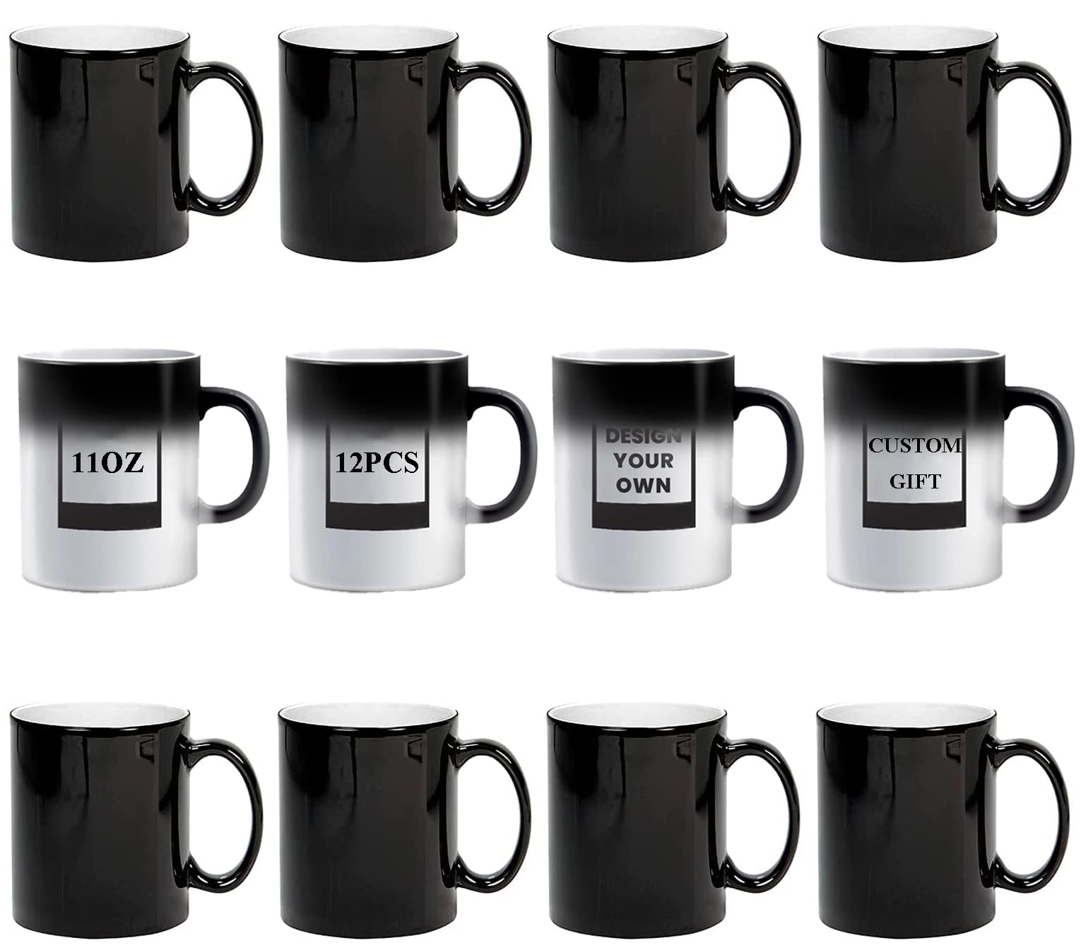 Volcanic Color Changing Coffee Mug - Heat Sensitive Magic Mug Set of 12 - Changes Color with Hot Liquids - Perfect for Coffee, Tea, and Milk - Great Gift for Office, Home, and Parties