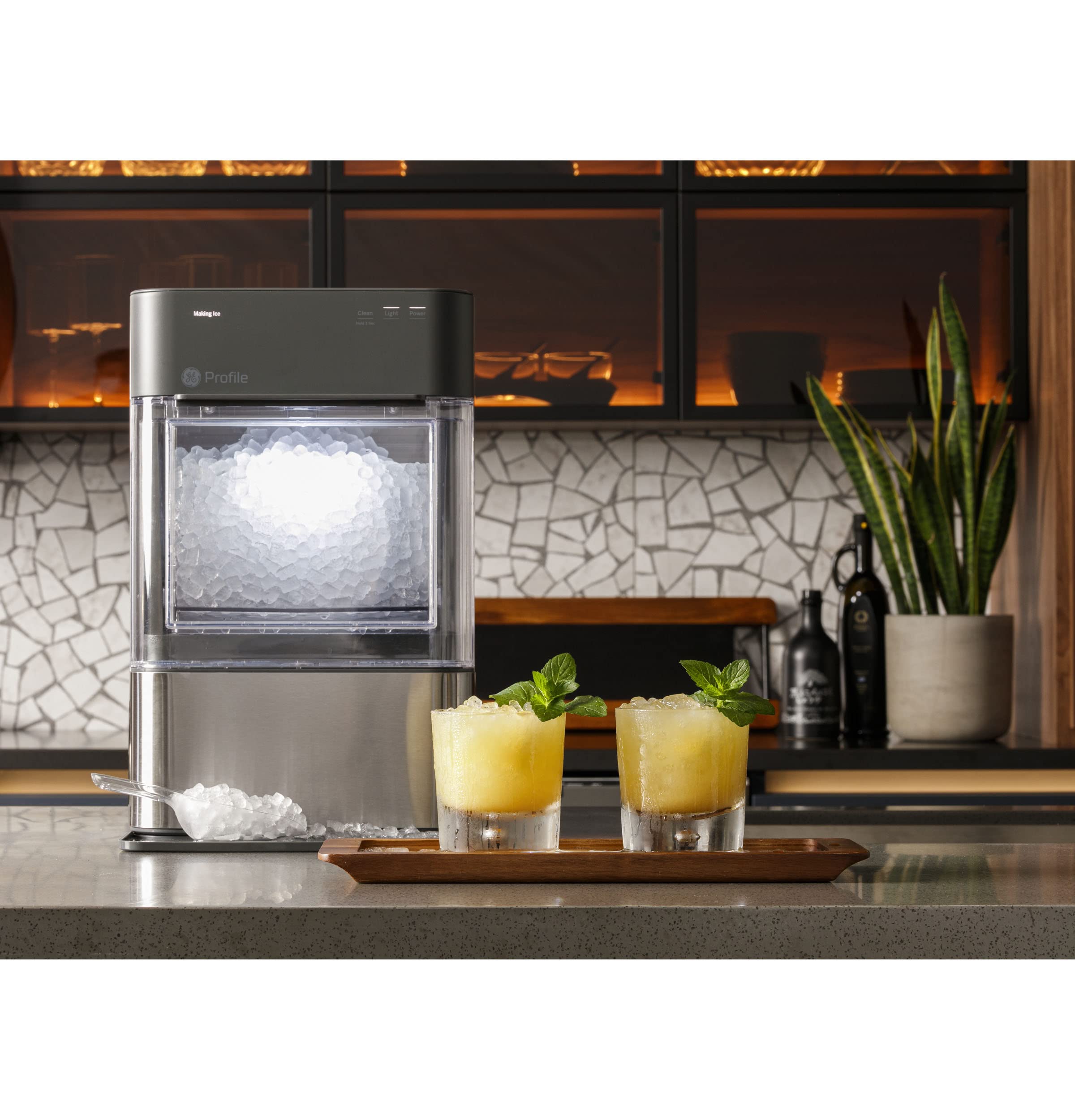GE Profile Opal 2.0 Countertop Nugget Ice Maker with WiFi - Smart Home Kitchen Appliance, Stainless Steel (Renewed) - Perfect for Cocktails, Sodas & Home Bars