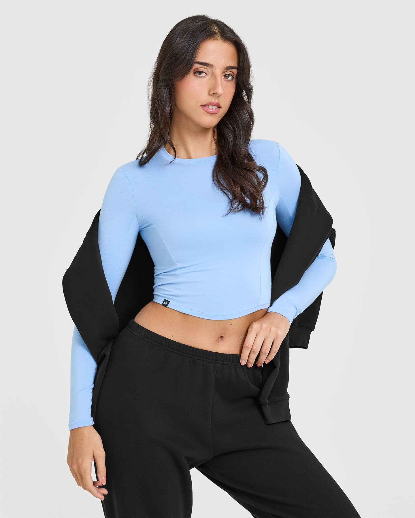 Mellow™ Soft Mid Long Sleeve Women's Top in Powdered Blue | Comfortable Casual Shirt for Everyday Wear | Perfect for Office, Date Night & Weekend Outfits