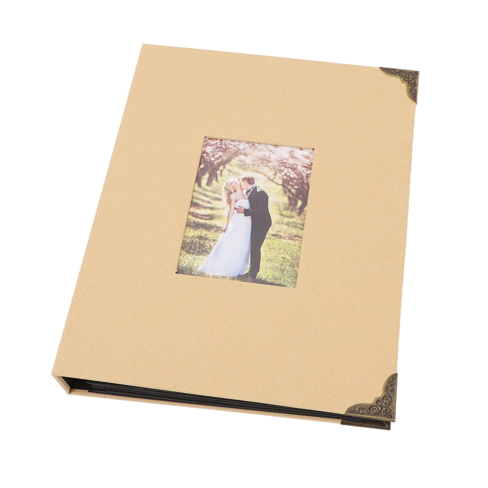 Baby Memory Book with Black Inner Pages - DIY Scrapbook Album with Corner Stickers for Newborn Keepsakes | Perfect for First Year Milestones, Baby Showers & Family Photo Preservation (Khaki)