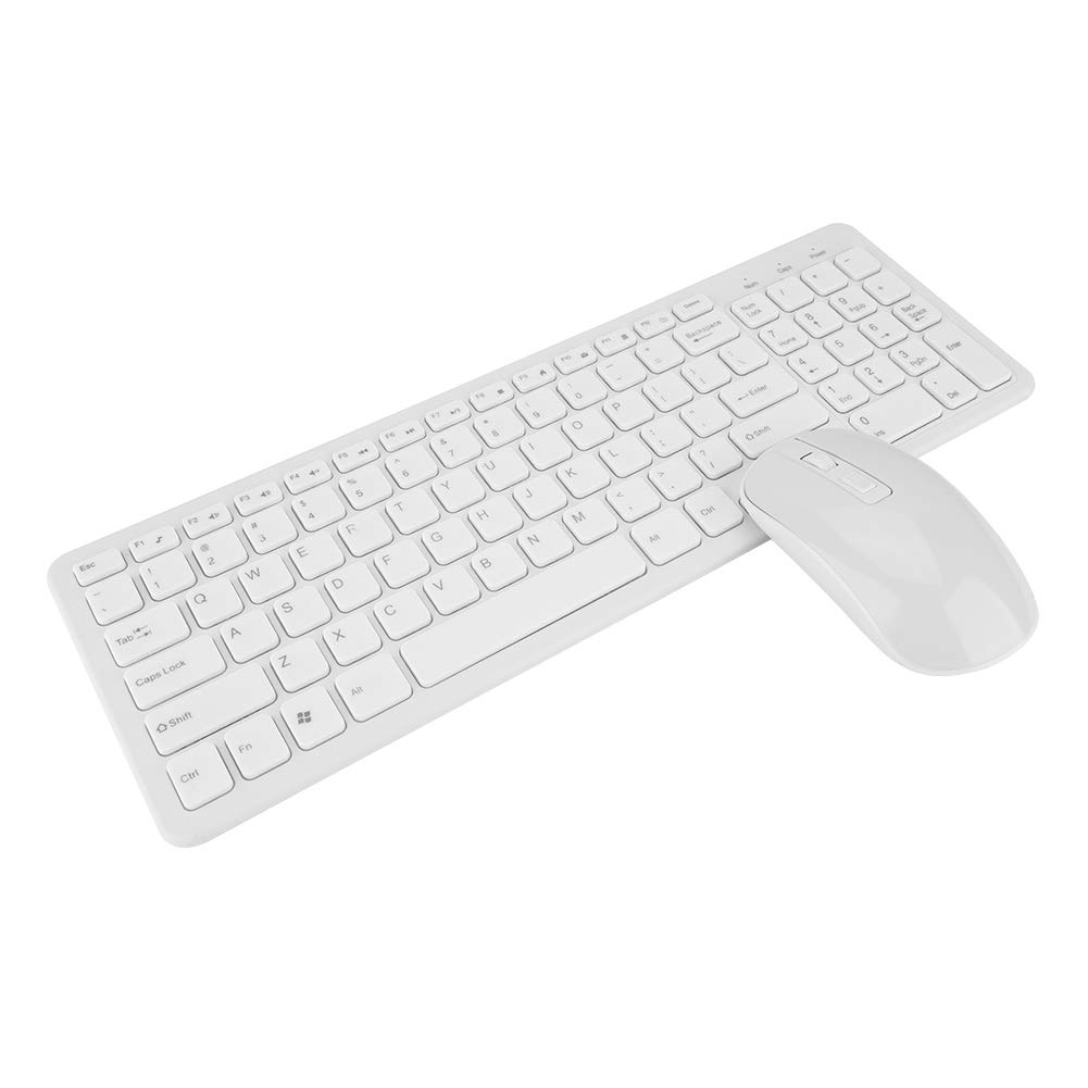 Wireless Keyboard and Mouse Combo - 2.4G Ergonomic 108-Key Wireless Keyboard with High Sensitivity Mouse for PC/Laptop (White) - Perfect for Office, Gaming & Home Use