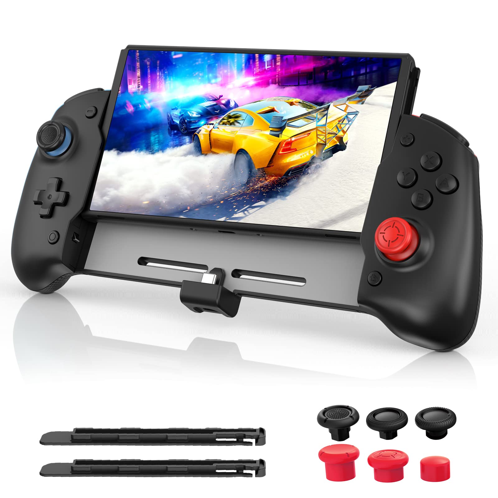 NexiGo Gripcon Pro Controller for Nintendo Switch & OLED - Ergonomic Handheld Mode Gamepad with 6-Axis Gyro, Custom Button Mapping, Enhanced Grip - Perfect for Gaming on the Go, Travel & Long Play Sessions (Black)