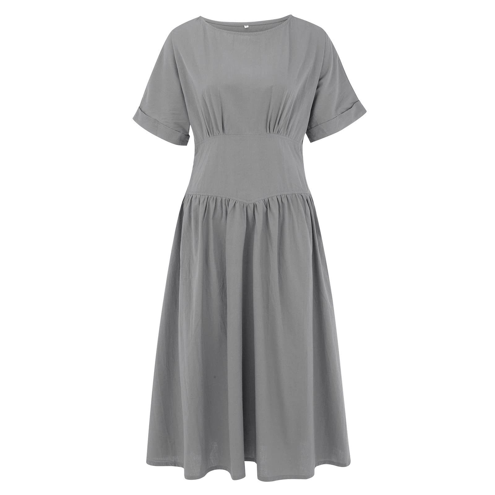 2024 Women's Spring Cotton Mini Dress with Pockets - Casual Short Sleeve Crew Neck Boho Style for Summer Beach Vacation & Everyday Wear