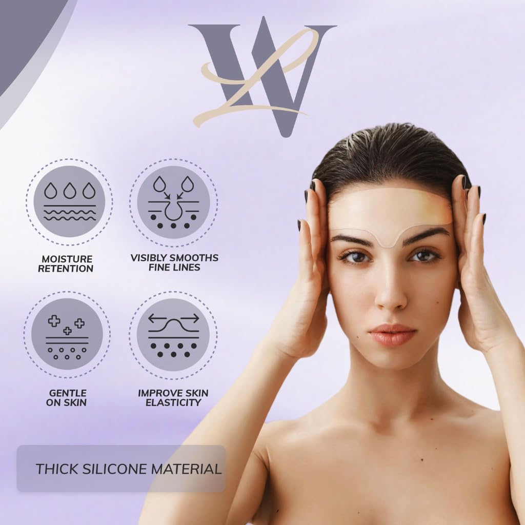 Reusable Silicone Forehead Wrinkle Patches - Anti Aging Face Tape for Overnight Wrinkle Reduction (10 Pack) | Perfect for Nighttime Skincare Routine & Smoothing Forehead Lines