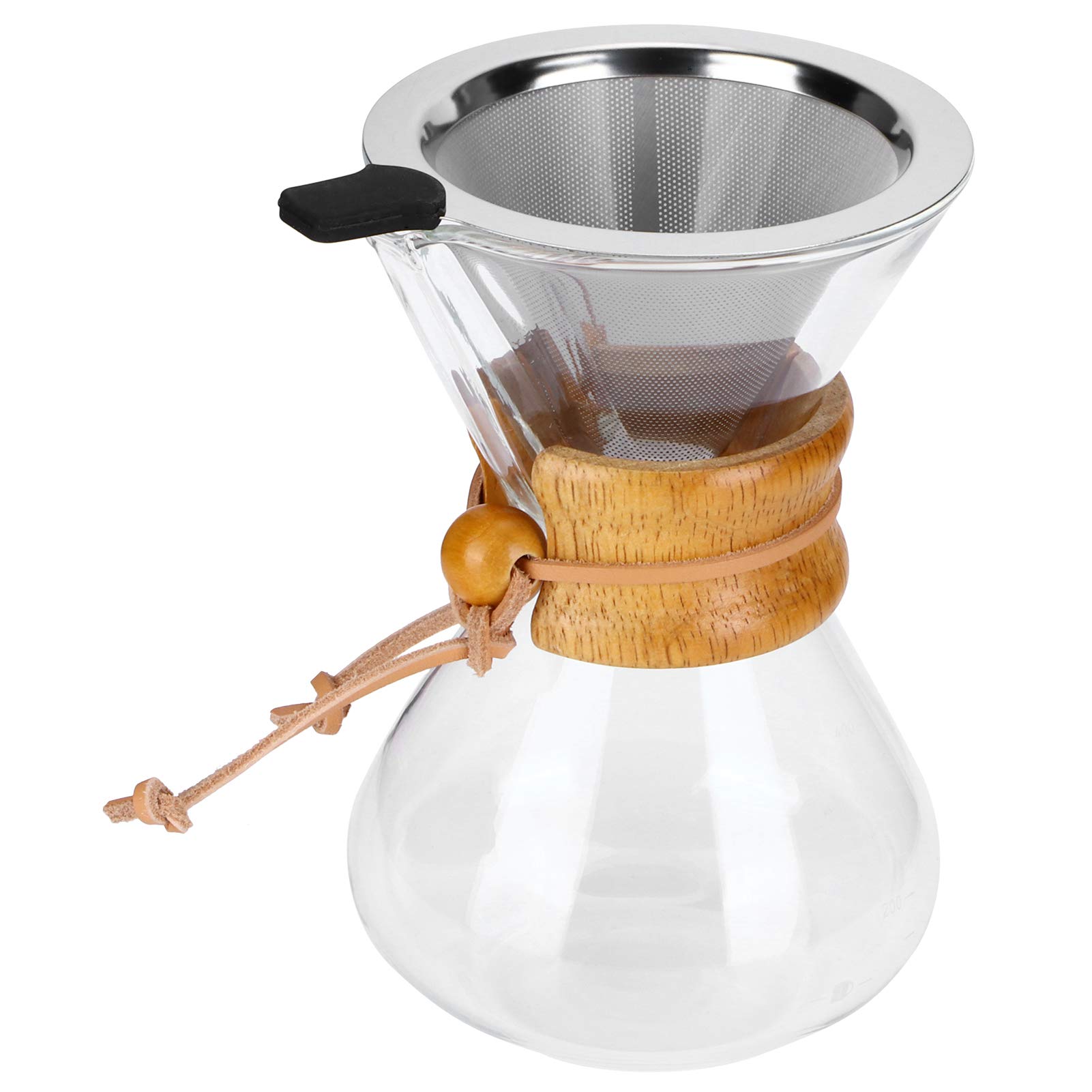 Premium Pour Over Coffee Maker - 800ml High-Temperature Resistant Glass Dripper with Stainless Steel Filter - Perfect for Home, Office & Camping Coffee Brewing