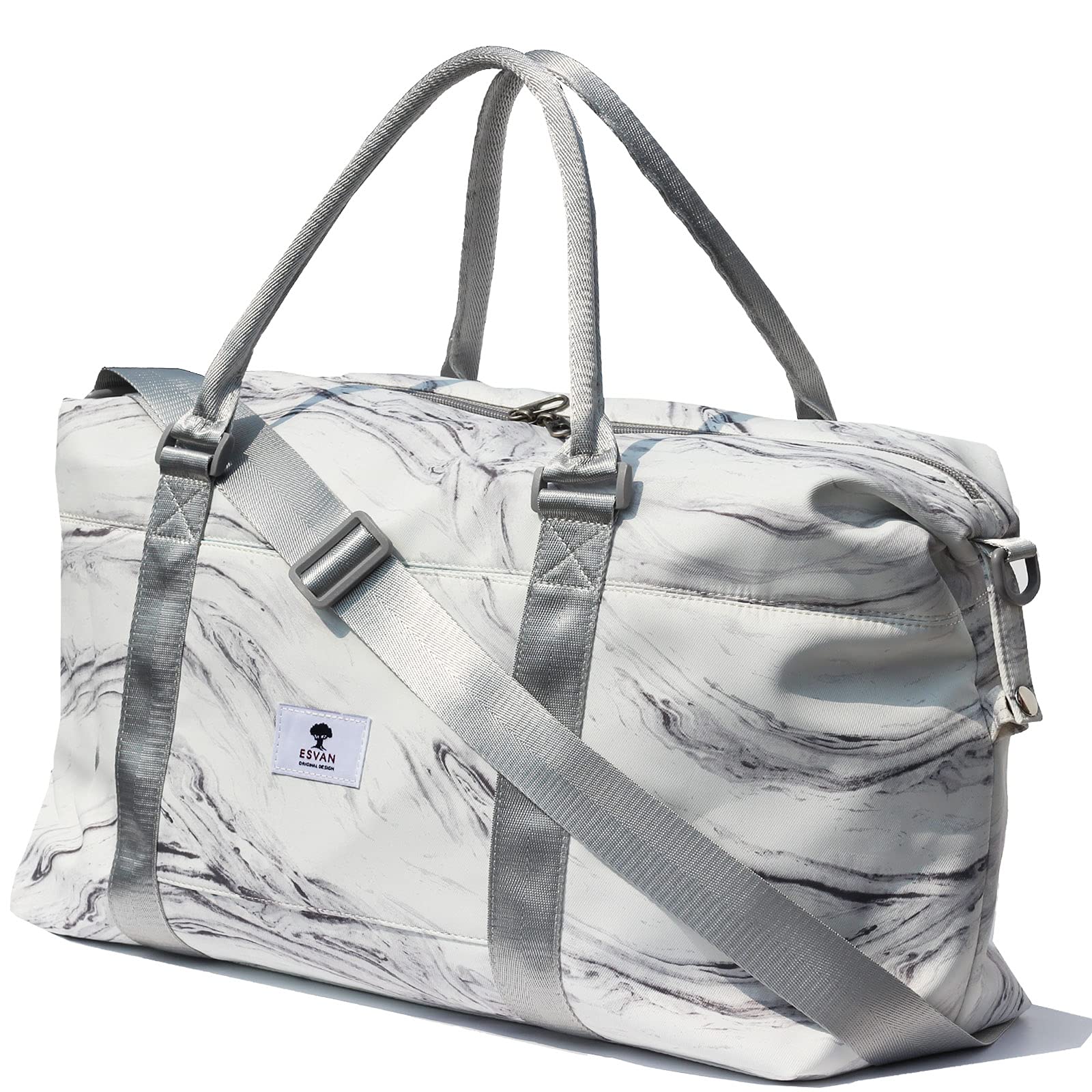 ESVAN Waterproof Travel Tote Duffel Bag - Gym, Weekender & Overnight Carry-On with Wet Pocket & Trolley Sleeve - Perfect for Workout, Business Trips & Weekend Getaways