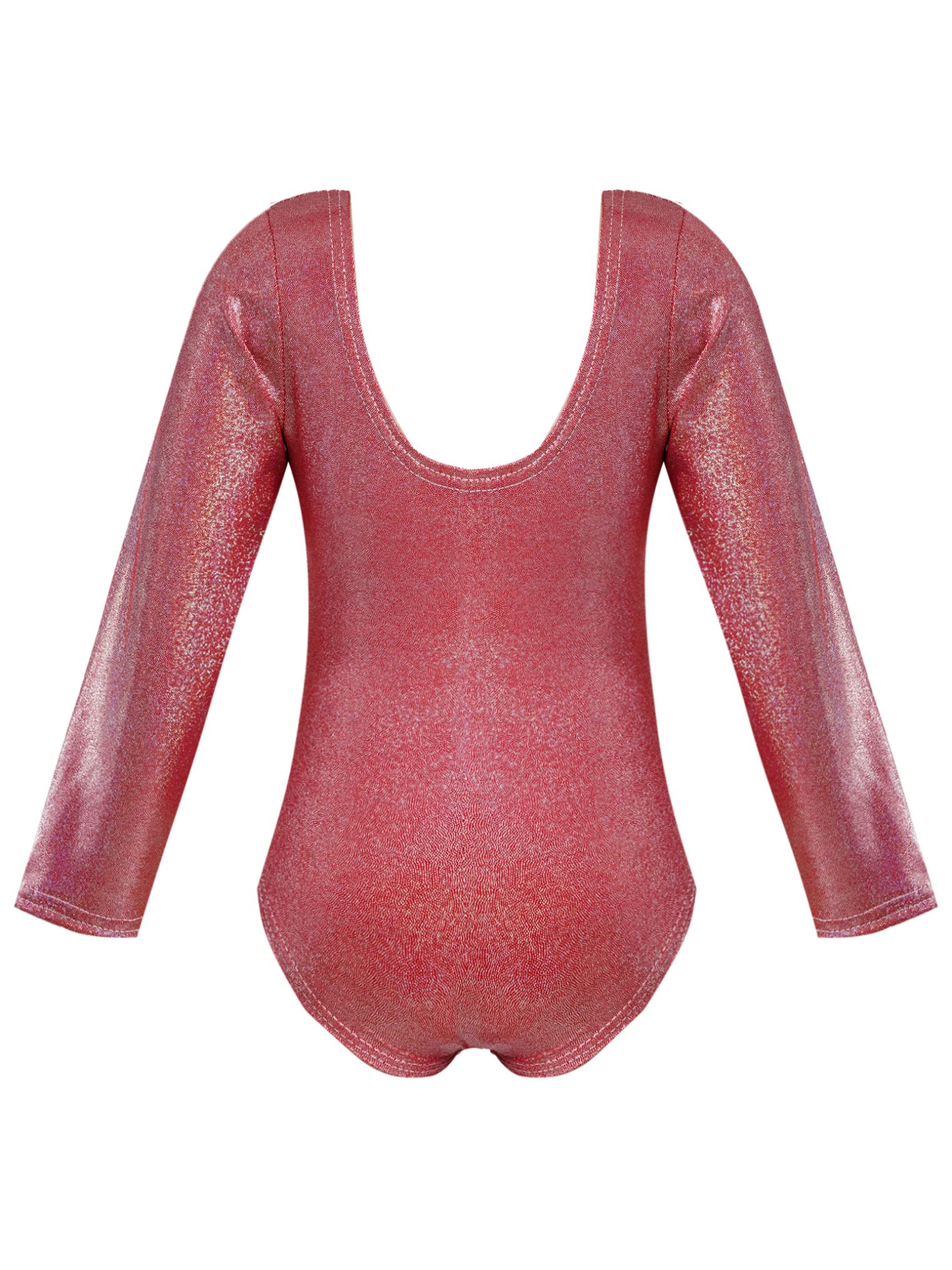 Yeahdor Girls Long Sleeve Shiny Metallic Ballet Leotard - Gymnastics Dance Bodysuit One-Piece Sport Jumpsuit for Ballet, Gymnastics & Performance
