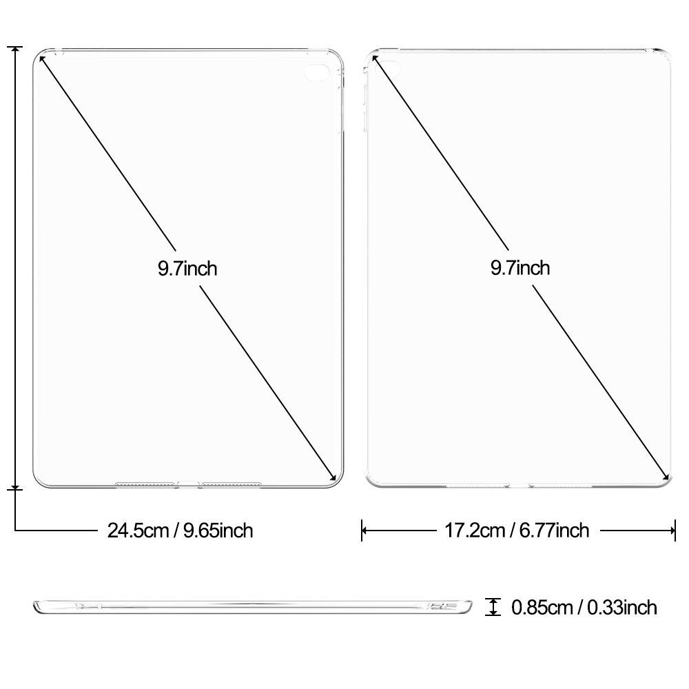 Premium Slim Transparent Silicone TPU Case for iPad Air 2 (2014, 9.7-inch) - Shock-Absorbent Protective Cover for iPad Model A1566/A1567 - Perfect for Work, Travel & Everyday Use