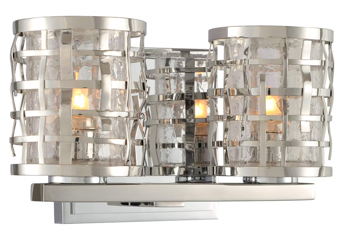 Bridgeport 2-Light Bathroom Vanity Light Fixture - Brushed Stainless Steel Finish - Perfect for Modern Bathrooms & Powder Rooms - Water-Resistant Design for Shower Areas