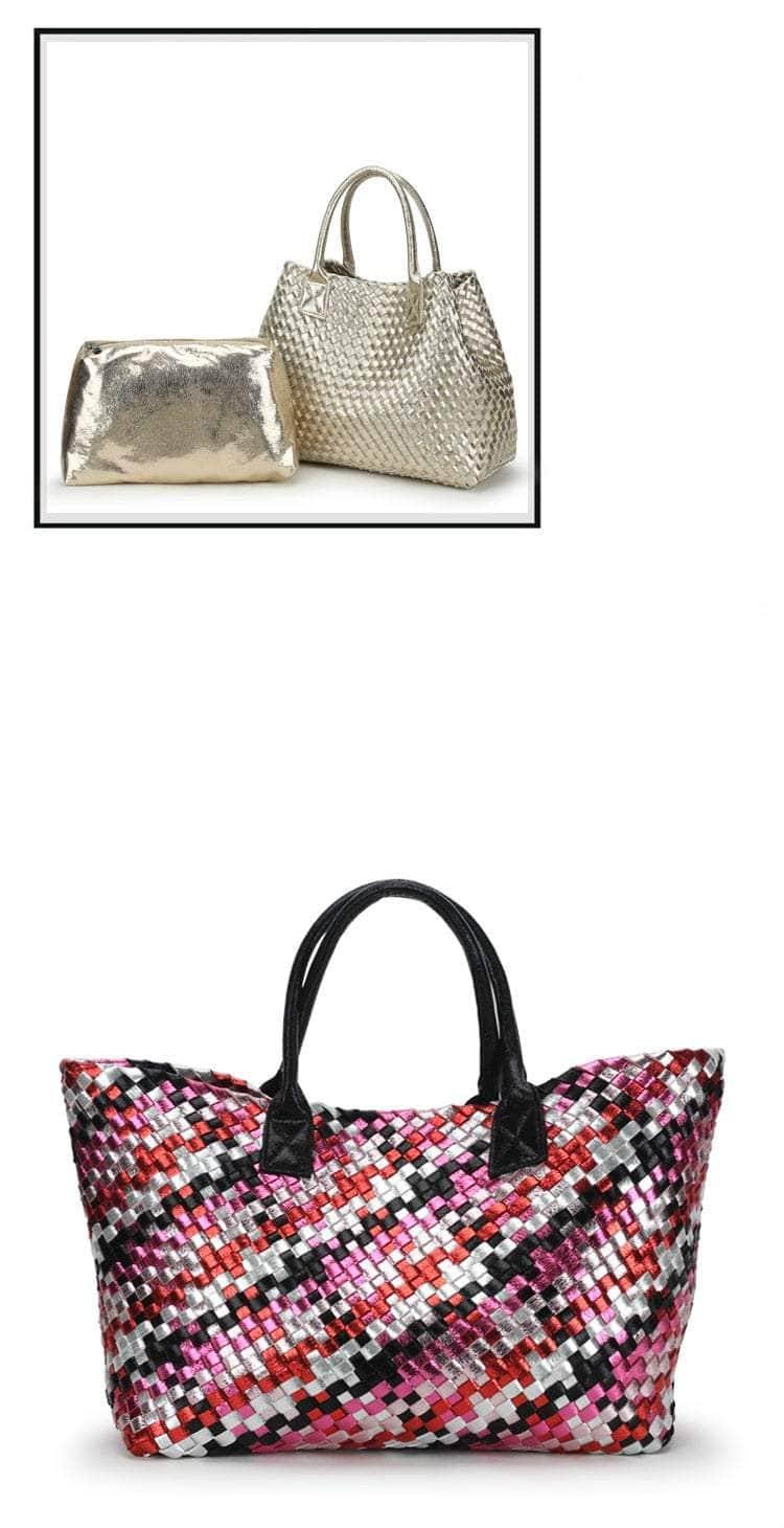 Stylish Bling Woven Leather Handbag for Women - Fashionable Crossbody Purse with Rhinestone Accents | Perfect for Parties, Dating & Evening Events