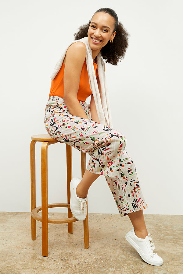 Madelyn Pants - Breathable Cotton with Rhythm Print - Perfect for Casual Wear, Summer Outfits, and Relaxing at Home