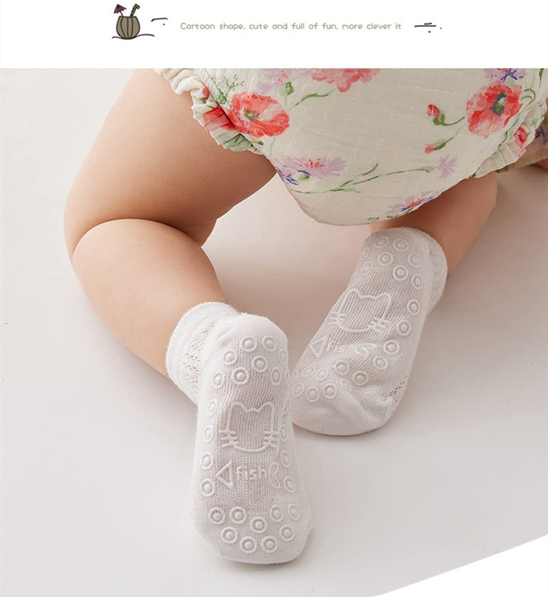 **Non-Slip Baby Grip Socks for Toddlers & Infants - Breathable Mesh, Unisex (Girl/Boy) - Anti-Skid Ankle Socks for Playtime, Crawling & Indoor Safety**