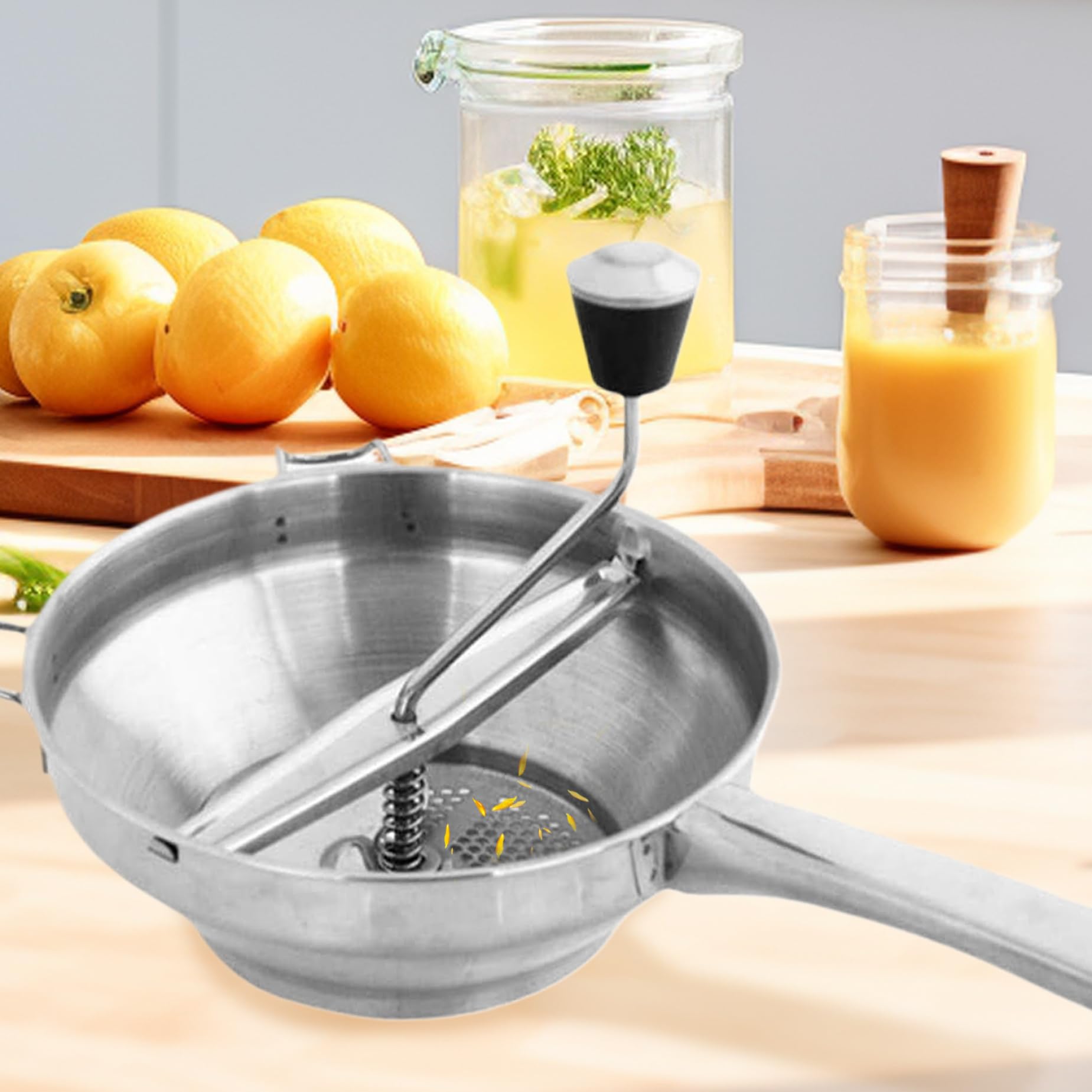 Premium Stainless Steel Rotary Food Mill - Hand Crank Manual Food Grinder for Tomato Sauce, Applesauce, Mashed Potatoes - Durable Wall-Mounted Multi-Purpose Kitchen Tool for Canning, Pureeing & Baby Food Making