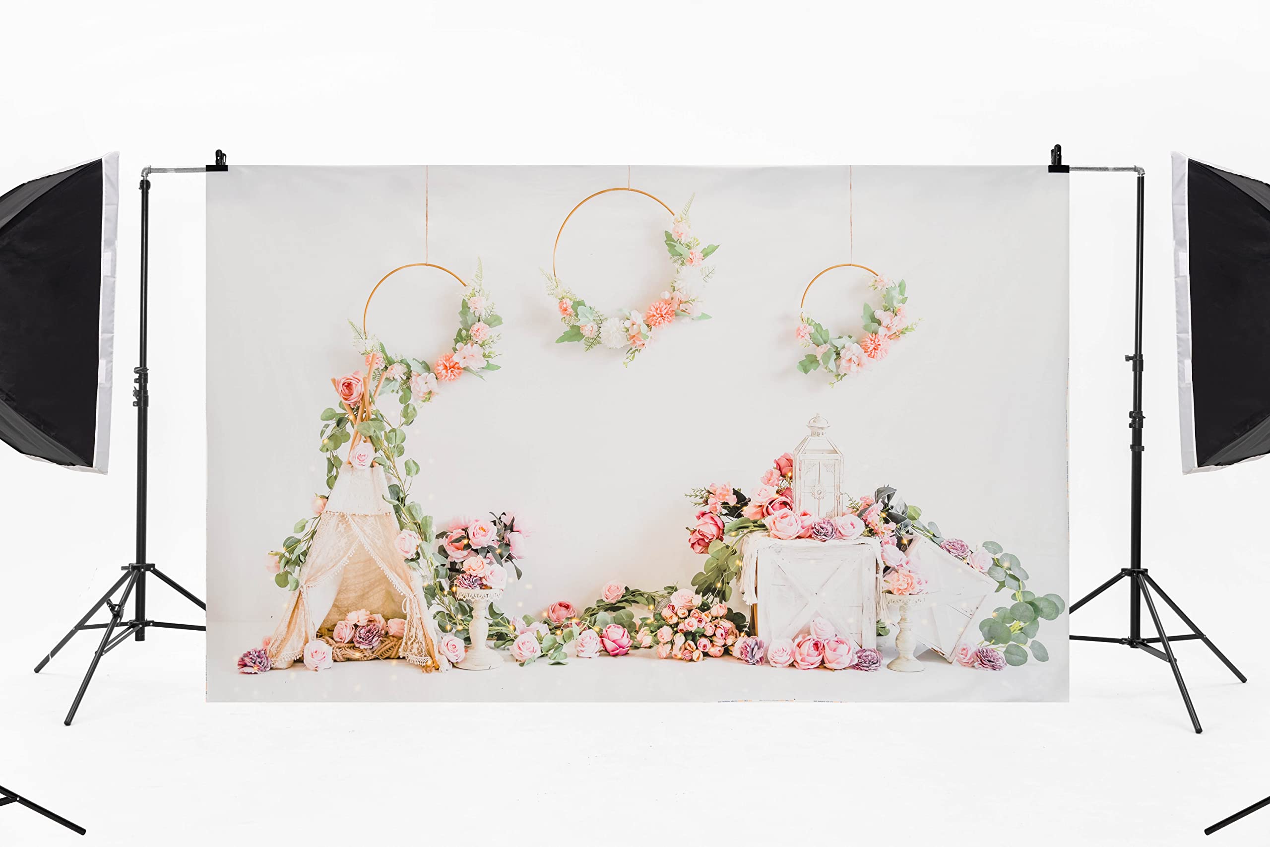 Kate Spring Flowers Photo Backdrop - 8x8ft Valentine's Day Photography Background for Kids Party, Portrait & Decorations | Perfect for Valentine Photos, Baby Showers & Birthday Parties