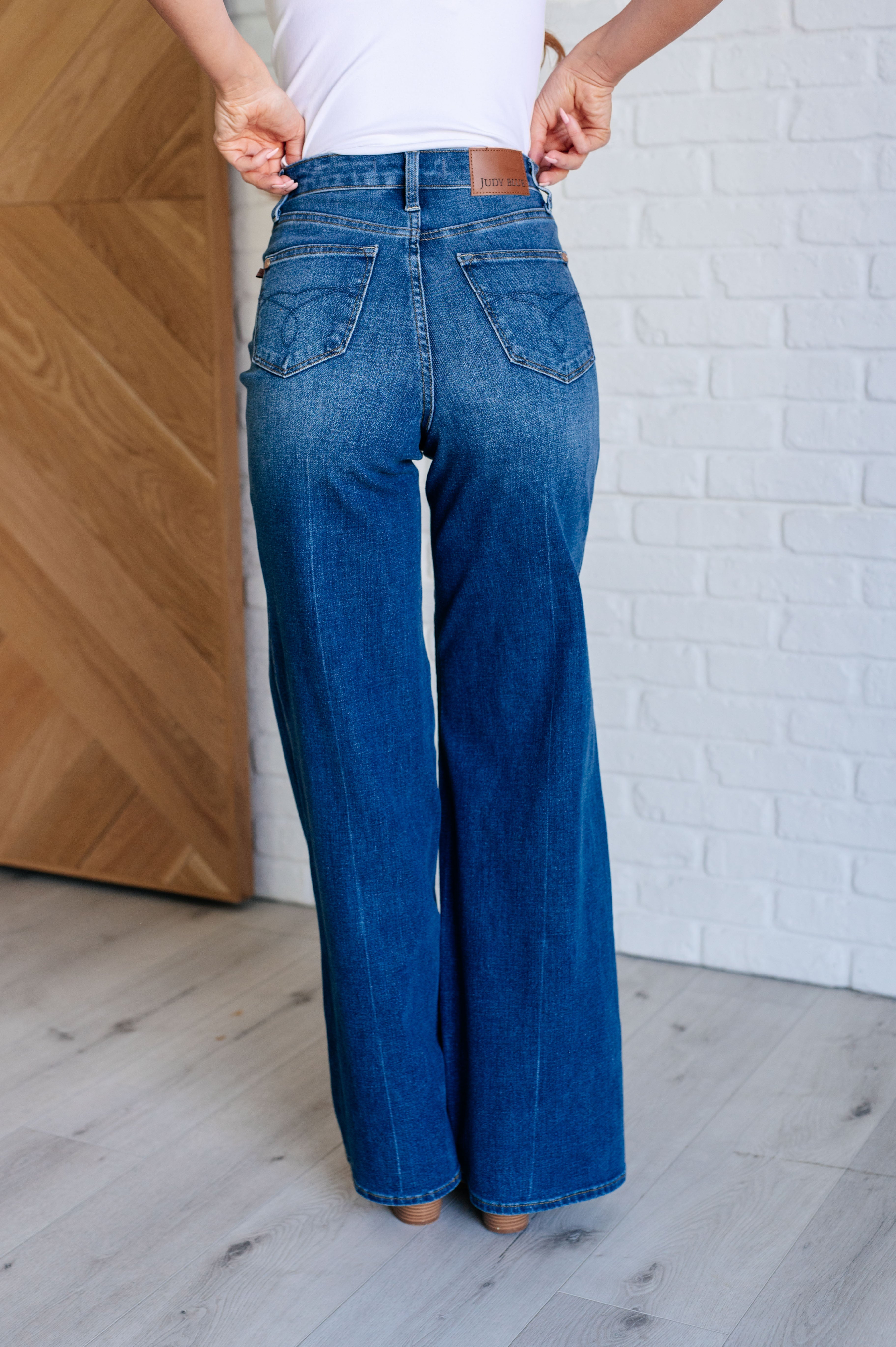 Eliza High Rise Control Top Retro Wide Leg Jeans for Women - Vintage 70s Inspired Stretch Denim Pants - Perfect for Casual Outfits, Date Nights & Boho Style