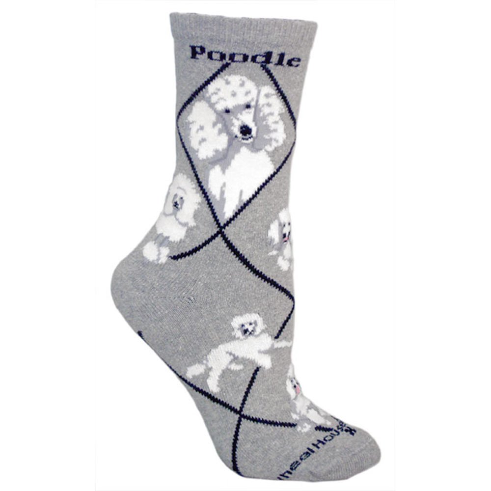 Poodle Print White Cotton Women's Socks - Soft & Comfortable Casual Wear for Everyday Use, Home, and Gifts