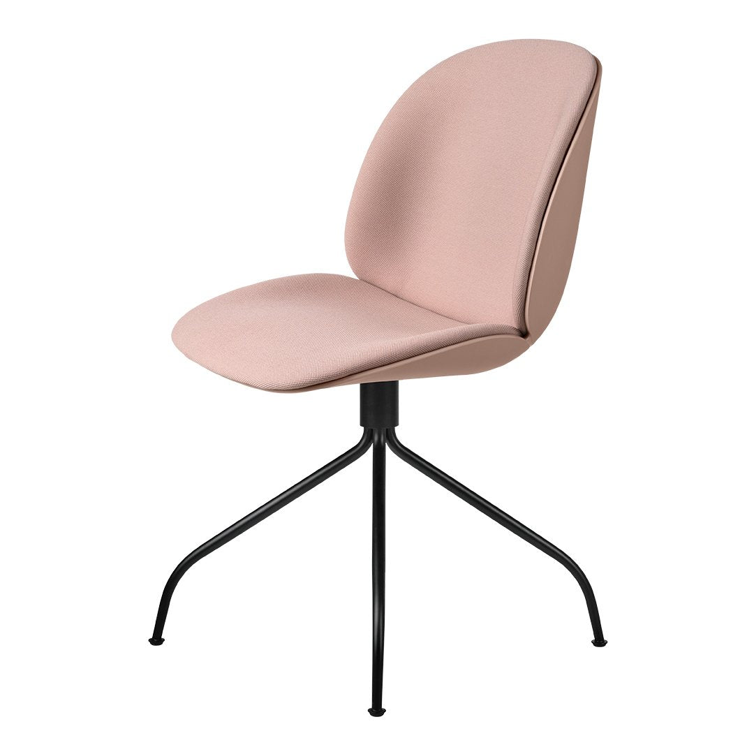 Ergonomic Beetle Meeting Chair with Swivel Base & Front Upholstery - Black Office Chair for Conference Rooms, Home Offices, and Workspaces