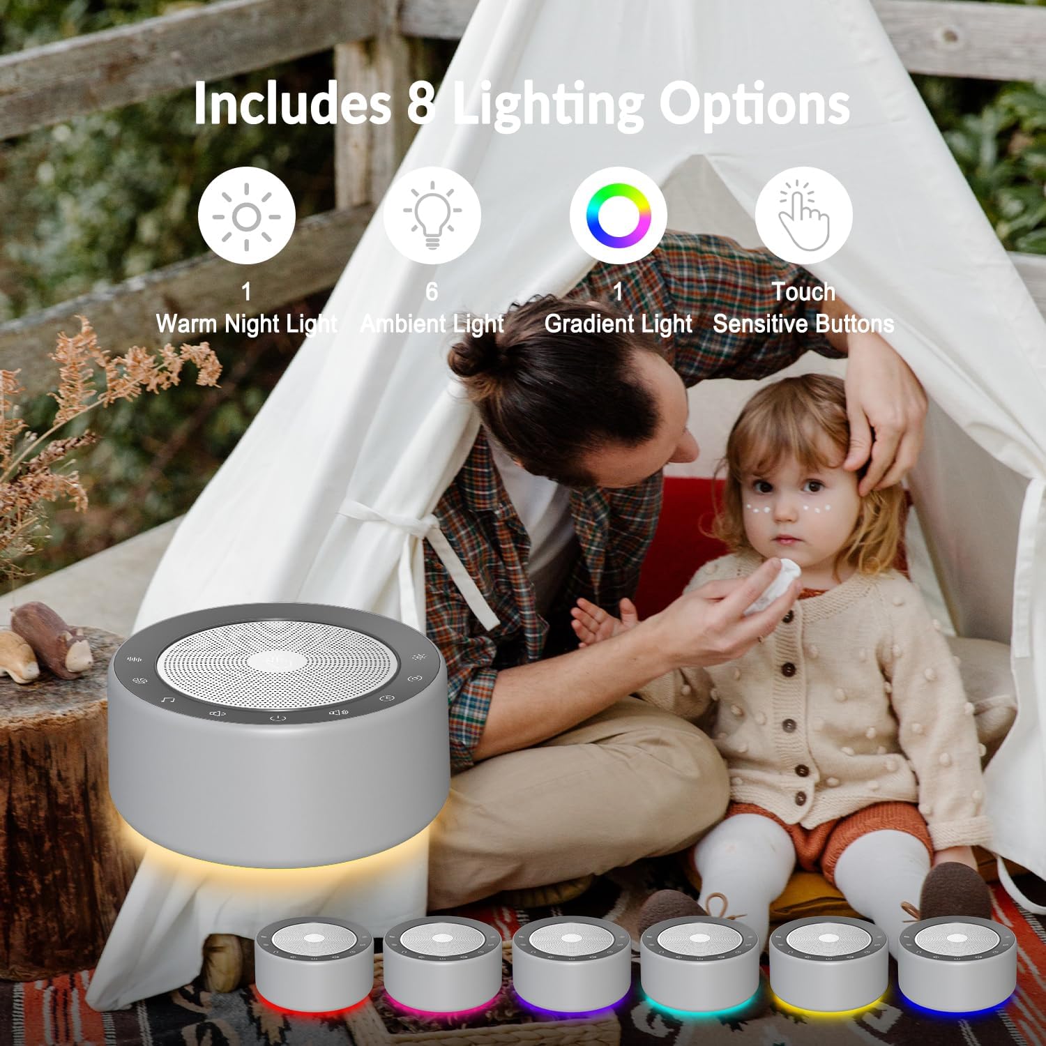 **Nursery Lamp with Sound Machine - 7 Color Changing Night Light, 30 Soothing Sounds & White Noise for Baby & Adults - Touch Control, Timer, Memory Function, Plug-in - Perfect for Bedtime, Nursery, Relaxation & Sleep Aid**