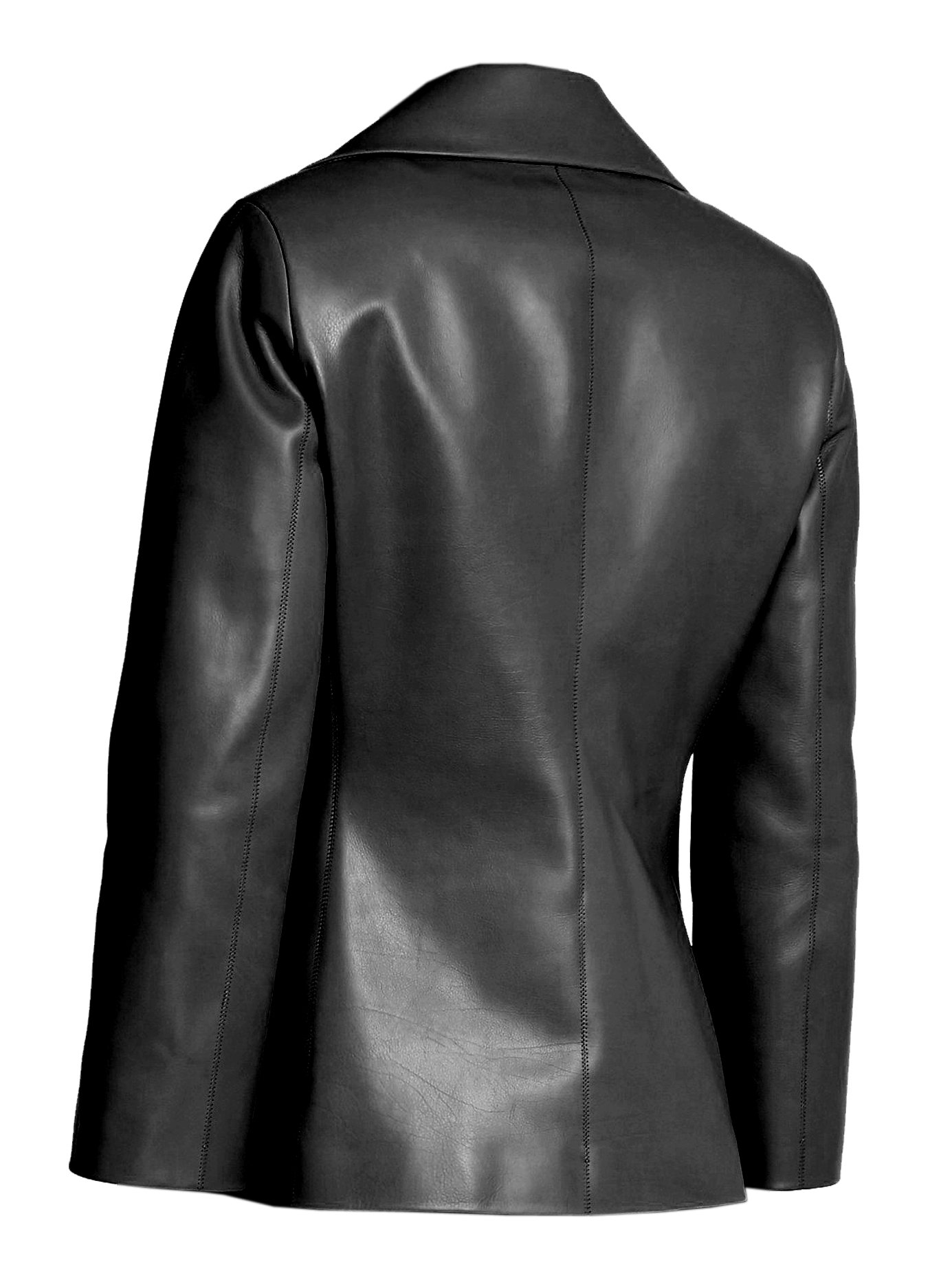 VearFit Women's Black Real Leather Blazer - Smooth Fashion Designer Coat for Business, Office & Evening Wear | Premium Outerwear for Professional & Formal Occasions