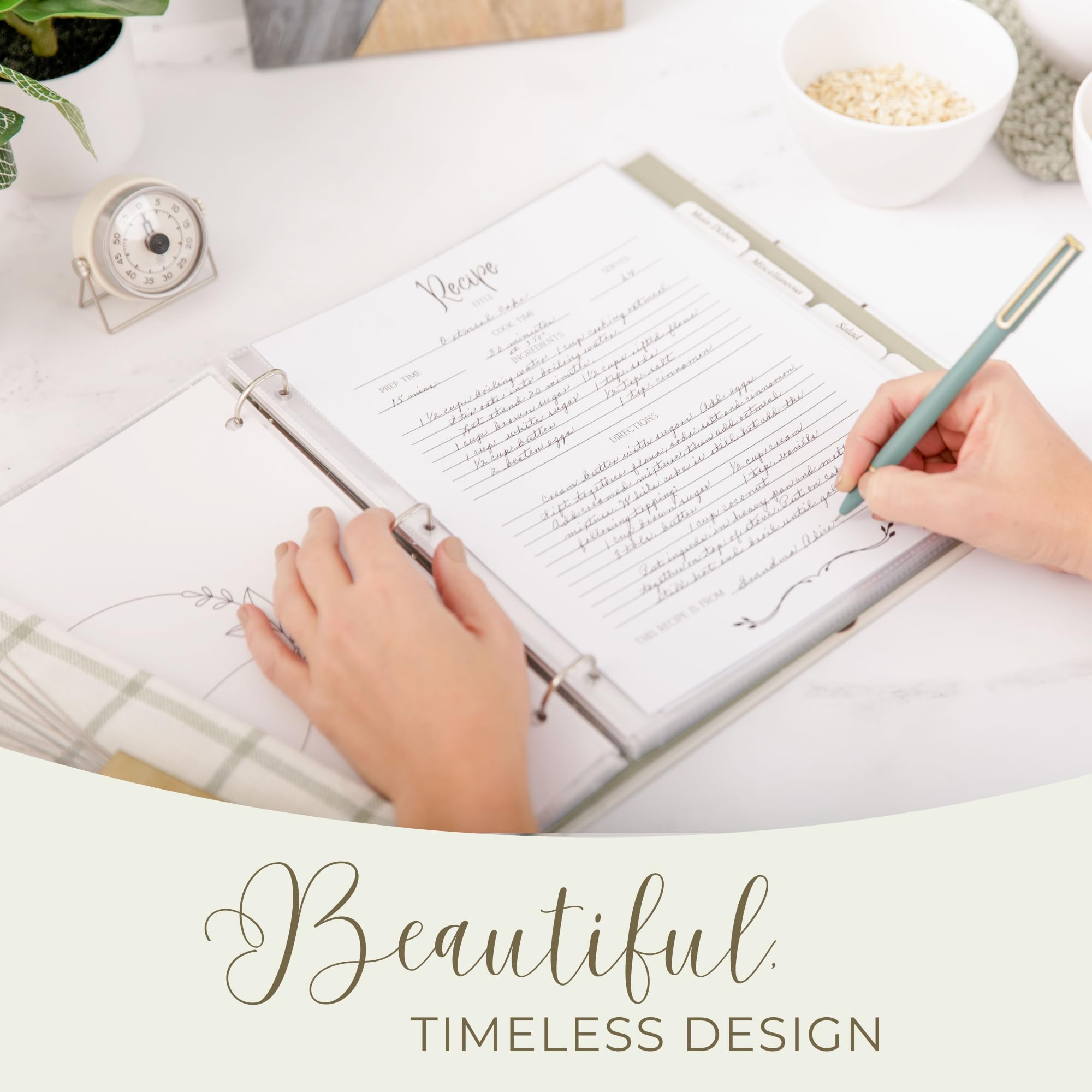 8.5x11 Recipe Binder with Plastic Sleeves | 3-Ring Blank Cookbook Organizer for Writing Your Own Recipes | Perfect Bridal Shower Gift & Family Heirloom | Durable Recipe Book for Home Chefs & Kitchen Organization | Family-Owned Brand